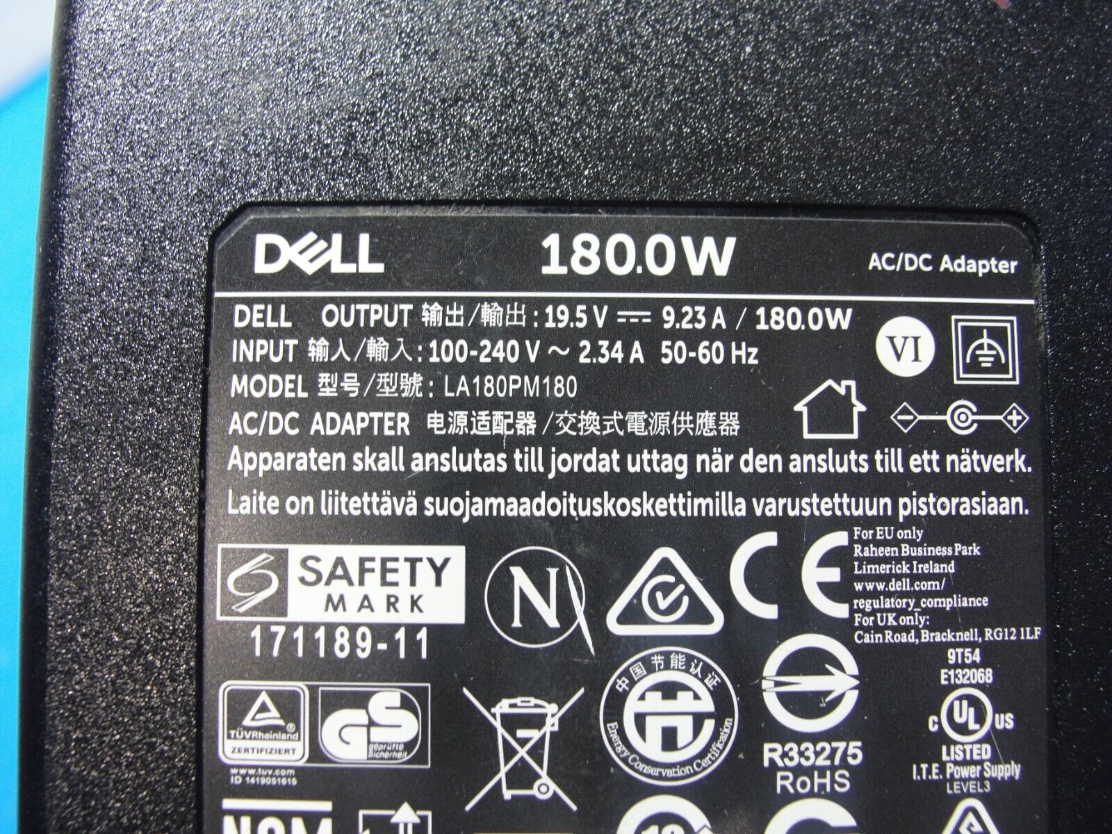 Genuine Dell AC Power Adapter Charger 19.5V 9.23A 180W  LA180PM180  047RW6