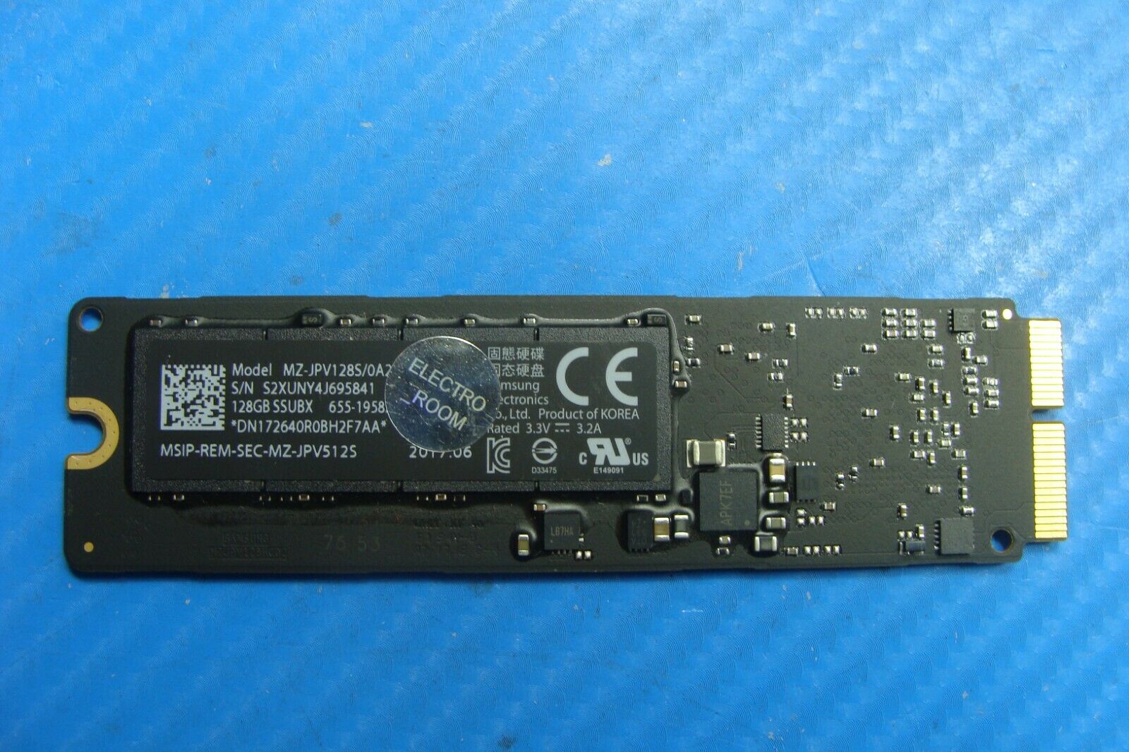 MacBook Air A1466 Samsung 128Gb SSD Solid State Drive mz-jpv128s/0a2 661-02395 