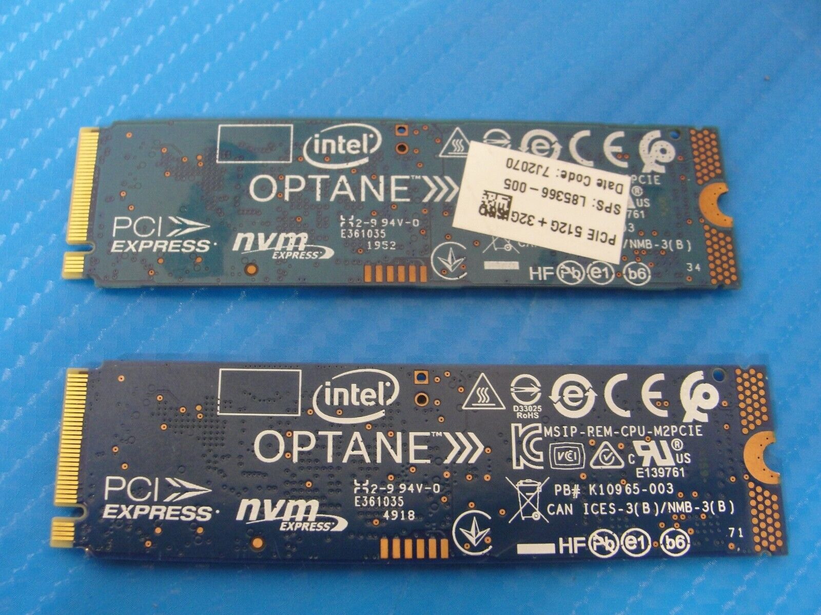 LOT 2x Intel OPTANE H10 512GB PCIe NVMe M2 Solid State Drive HBRPEKNX0202AH SSD