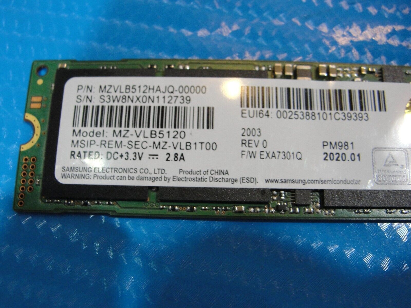 46.57 Asus ROG 15.6 GX501VI XS74 OEM 512GB NVMe SSD MZ VKW5120 MZVKE512HMJP 00000