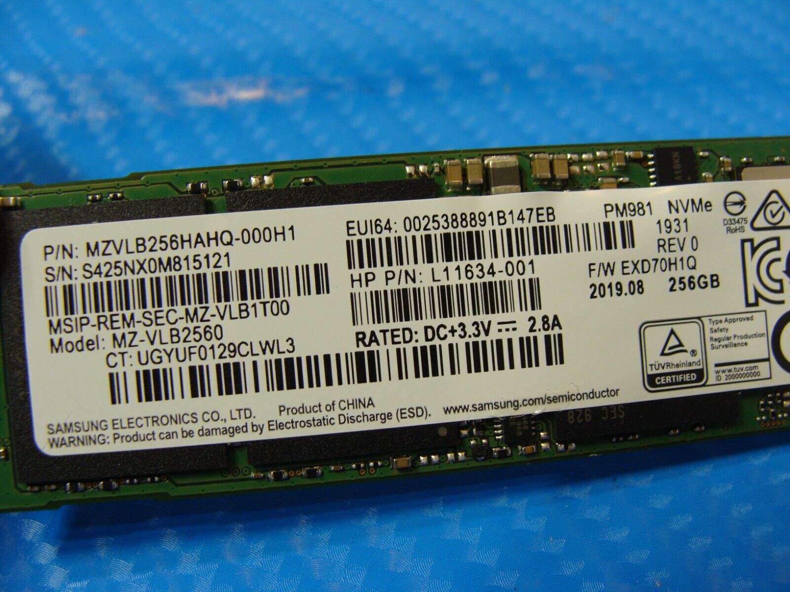 HP 14u G6 Samsung 256GB NVMe M.2 SSD Solid State Drive MZVLB256HAHQ-000H1