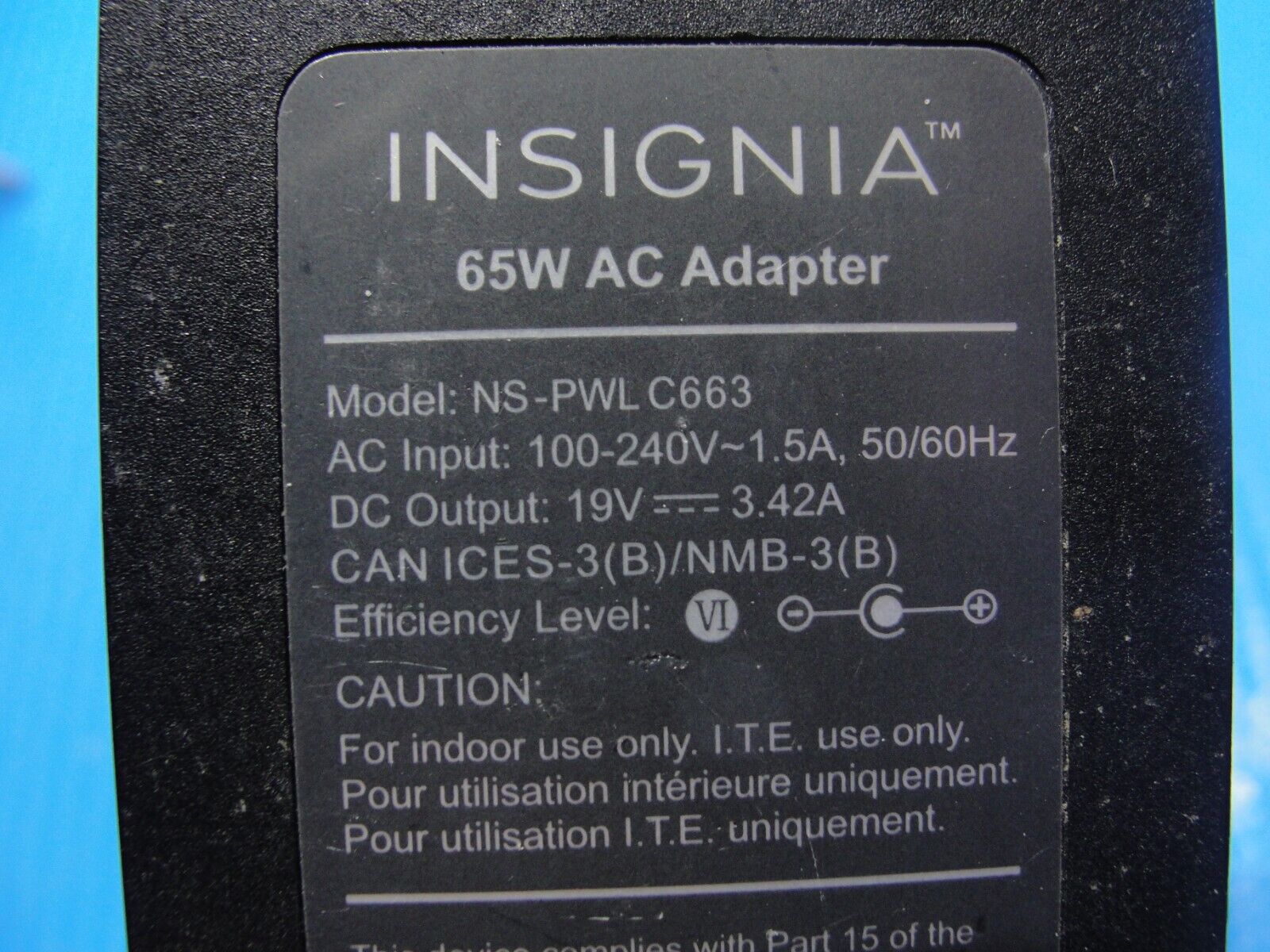 Genuine Insignia AC Adapter Power Charger 19V 3.42A 65W NS-PWLC663