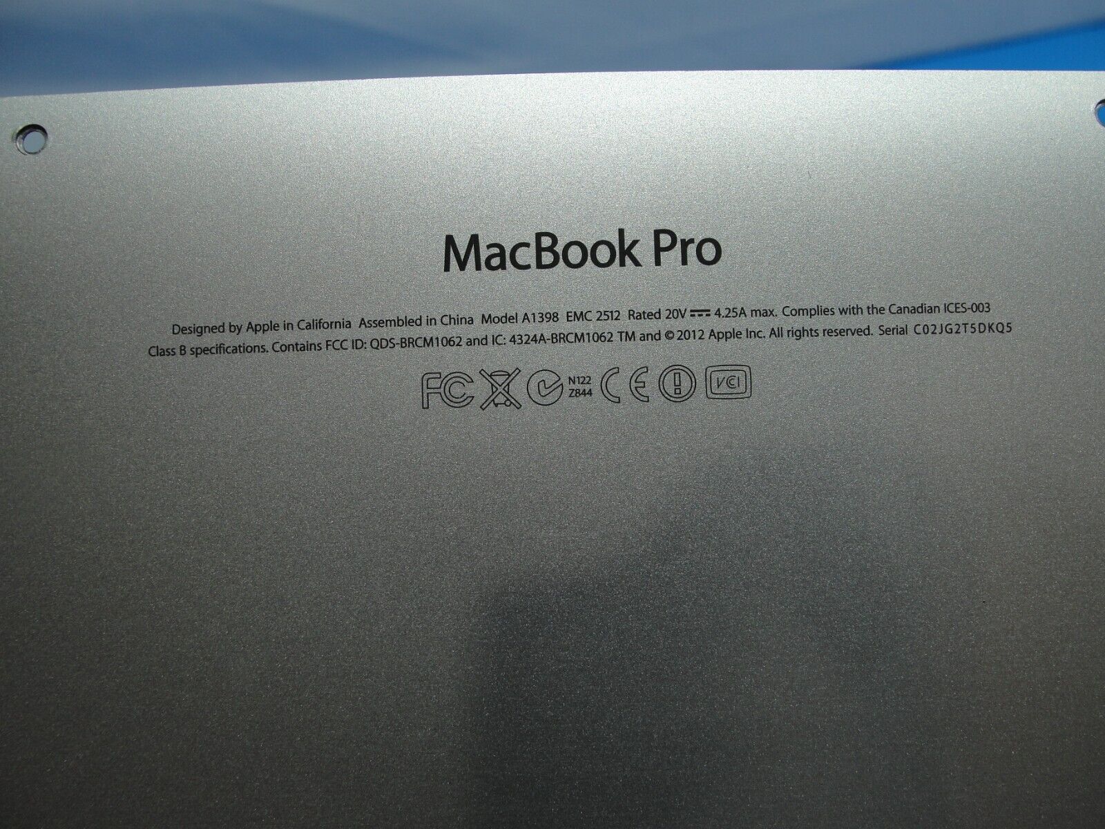 MacBook Pro A1398 MC976LL/A Mid 2012 15