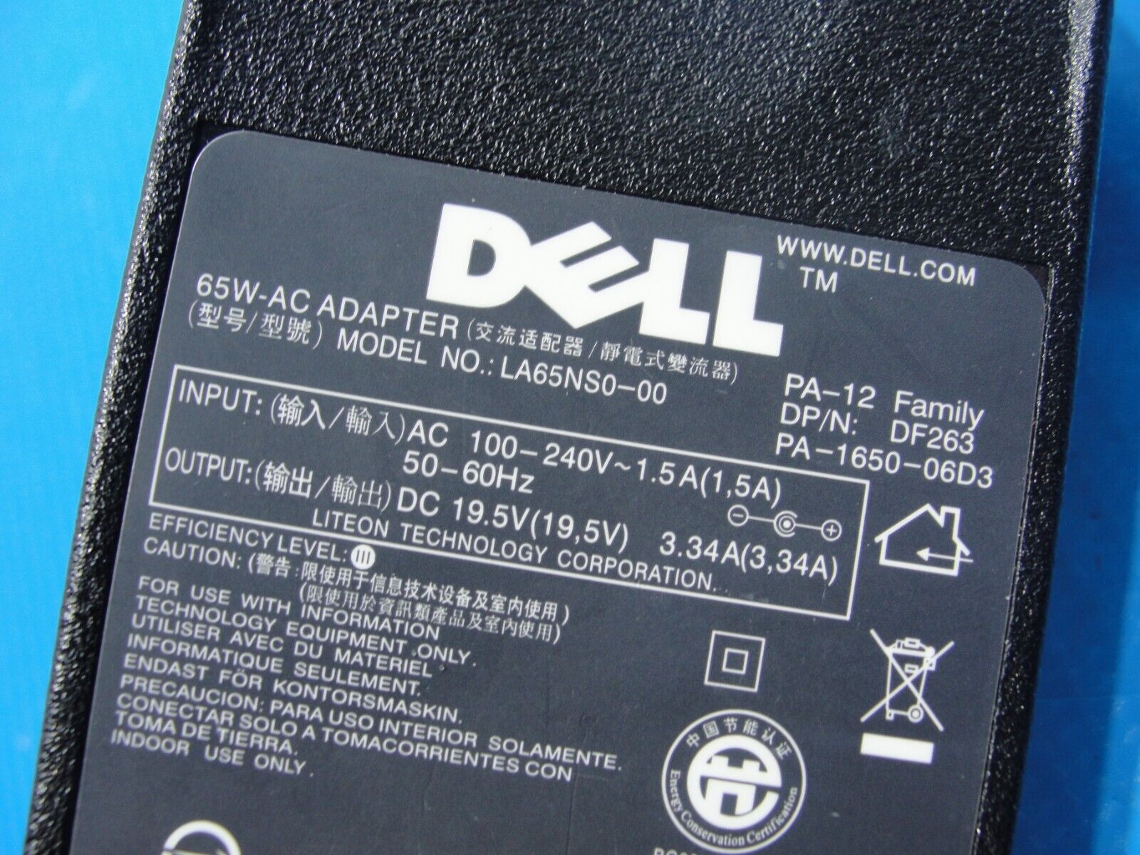 Genuine Dell AC Power Adapter 19.5V 3.34A 65W LA65NS0-00