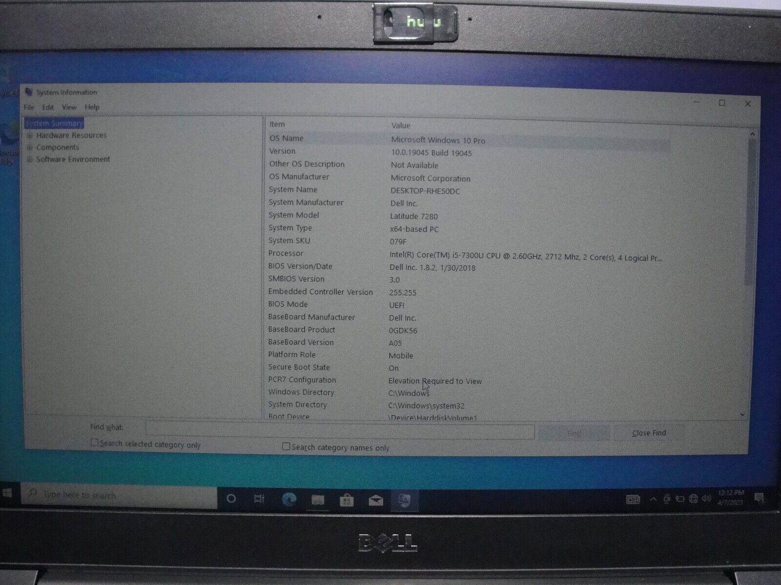 Dell Latitude 7280 i5-7300u 2.6GHz 8GB 256GB SSD Backlight KB - Working Good*