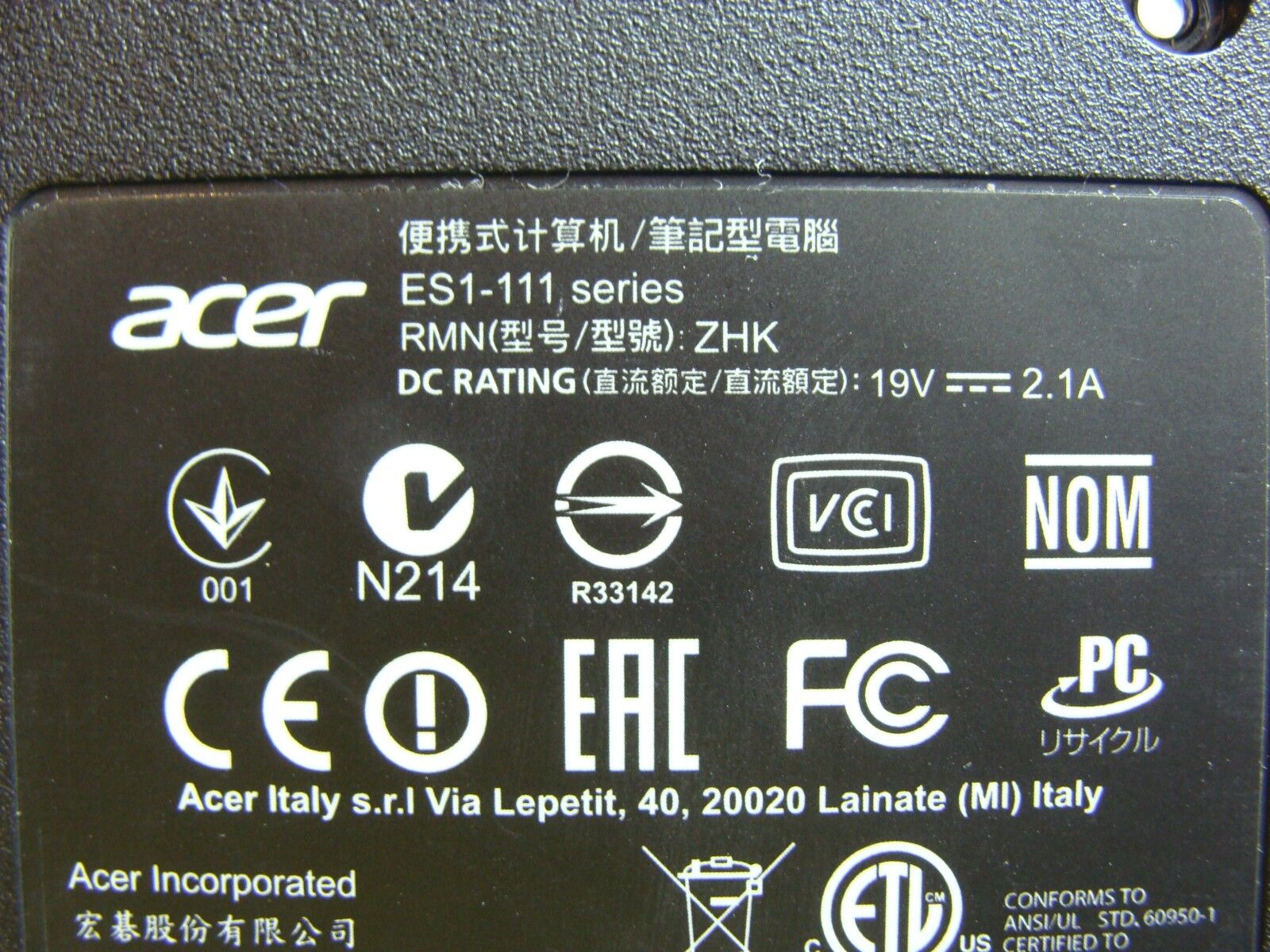 Acer Aspire ES1-111M-C40S 11.6