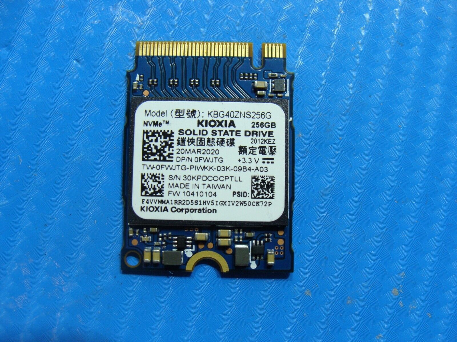 Dell 13 7390 Kioxia 256GB NVMe M.2 SSD Solid State Drive KBG40ZNS256G FWJTG