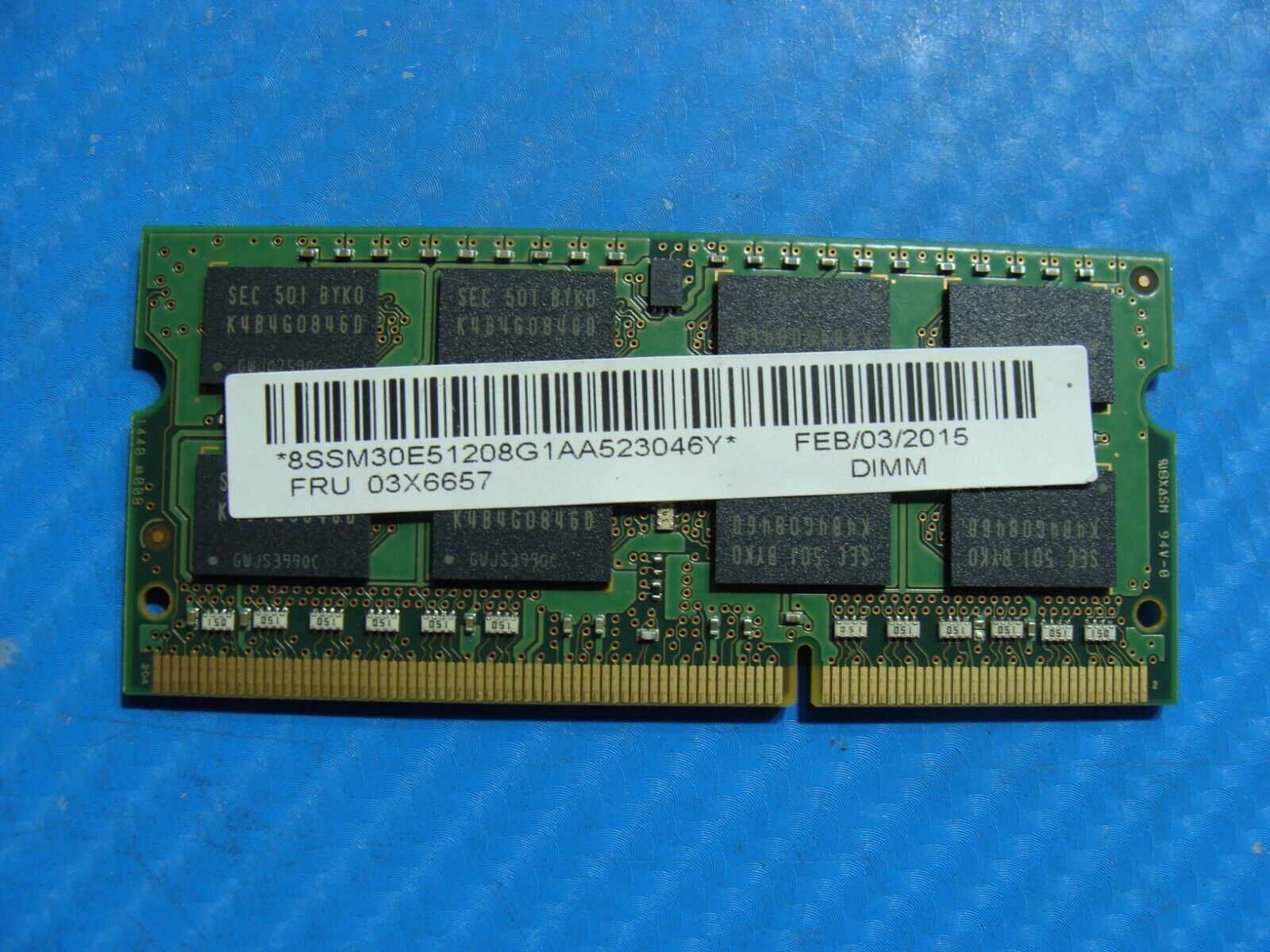 Lenovo W550s Samsung 8GB PC3L-12800 Memory RAM SO-DIMM M471B1G73DB0-YK0