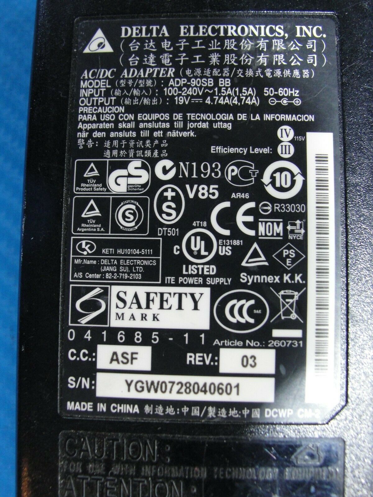 Genuine Asus Laptop Charger AC Adapter Power Supply ADP-90SB BB 19V 4.74A 90W - Laptop Parts - Buy Authentic Computer Parts - Top Seller Ebay