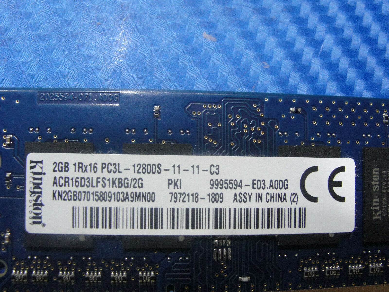 Acer E5-576-392H Laptop Kingston 2GB Memory PC3L-12800S-11-11-C3 KN2GB070158 Kingston