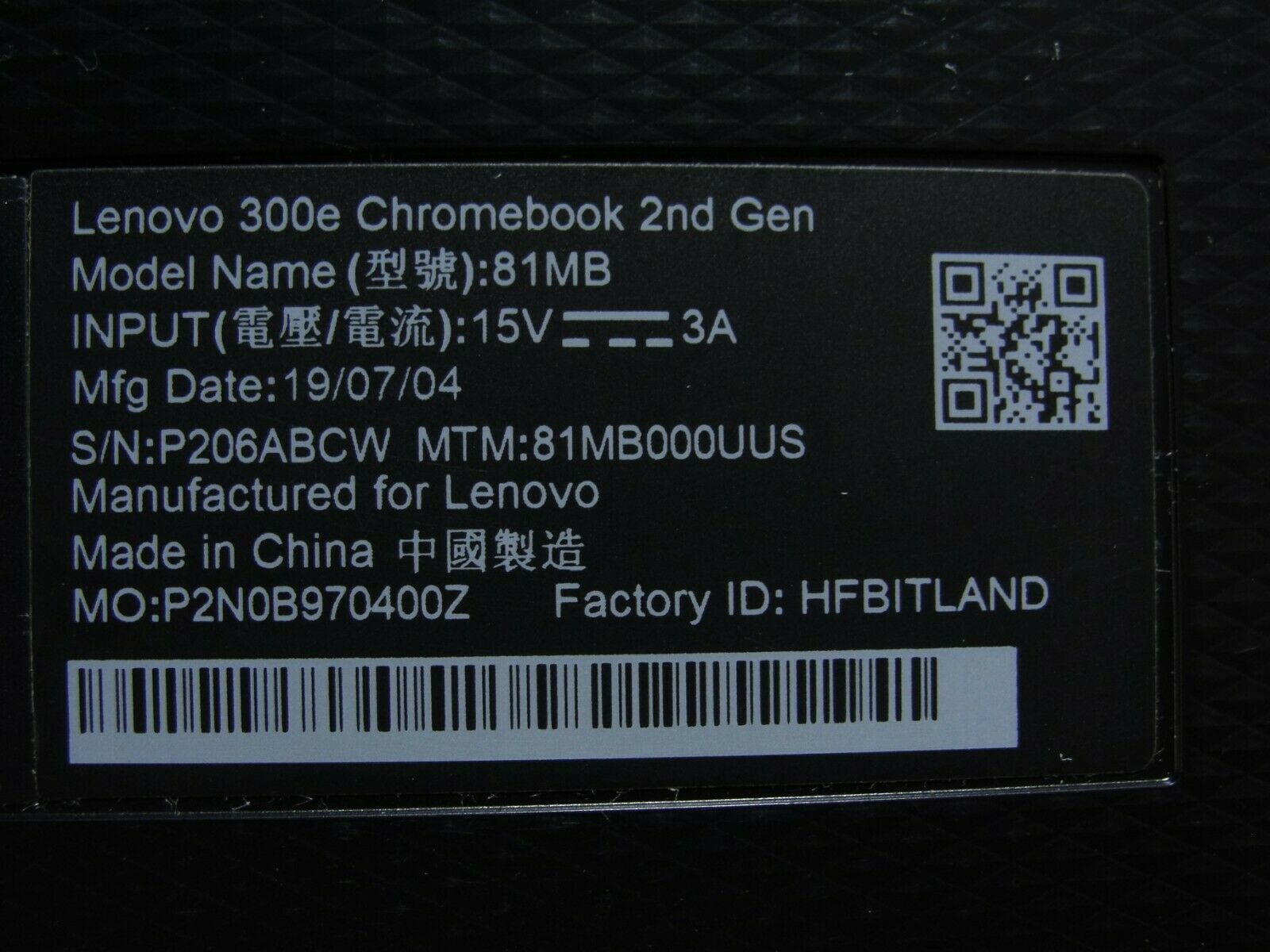 Lenovo Chromebook 300e 81MB 2nd Gen 11.6