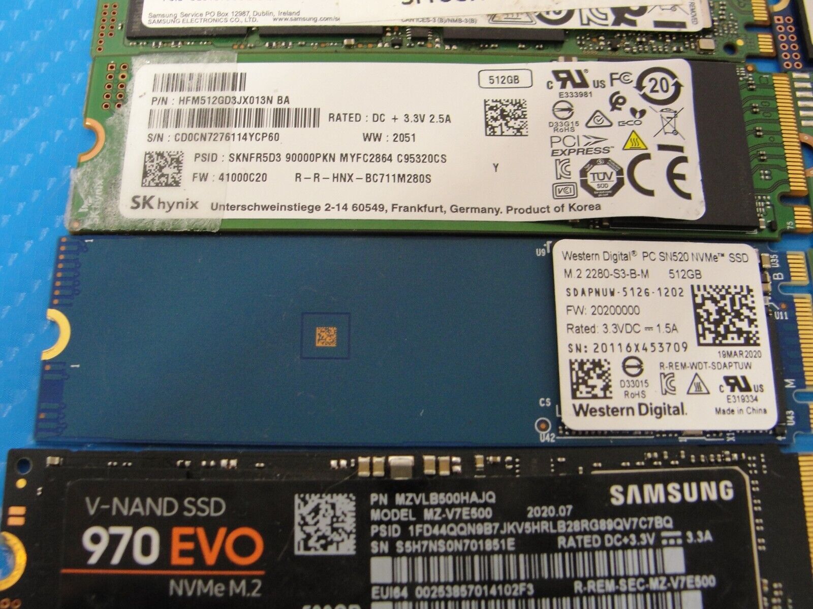 LOT of 12x Internal 512GB PCIe NVMe M2 2280 Solid State Drive SSD MIX BRAND