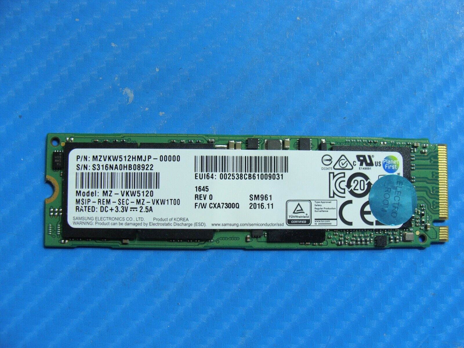 MSI GT83VR 7RF Samsung 512GB M.2 NVMe SSD Solid State Drive MZVKW512HMJP-00000