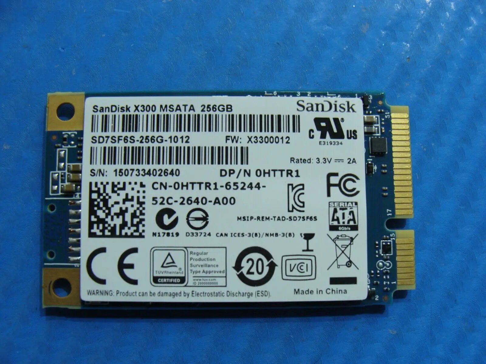 Dell E7450 SanDisk 256GB mSATA SSD Solid State Drive 0HTTR1 SD7SF6S-256G-1012