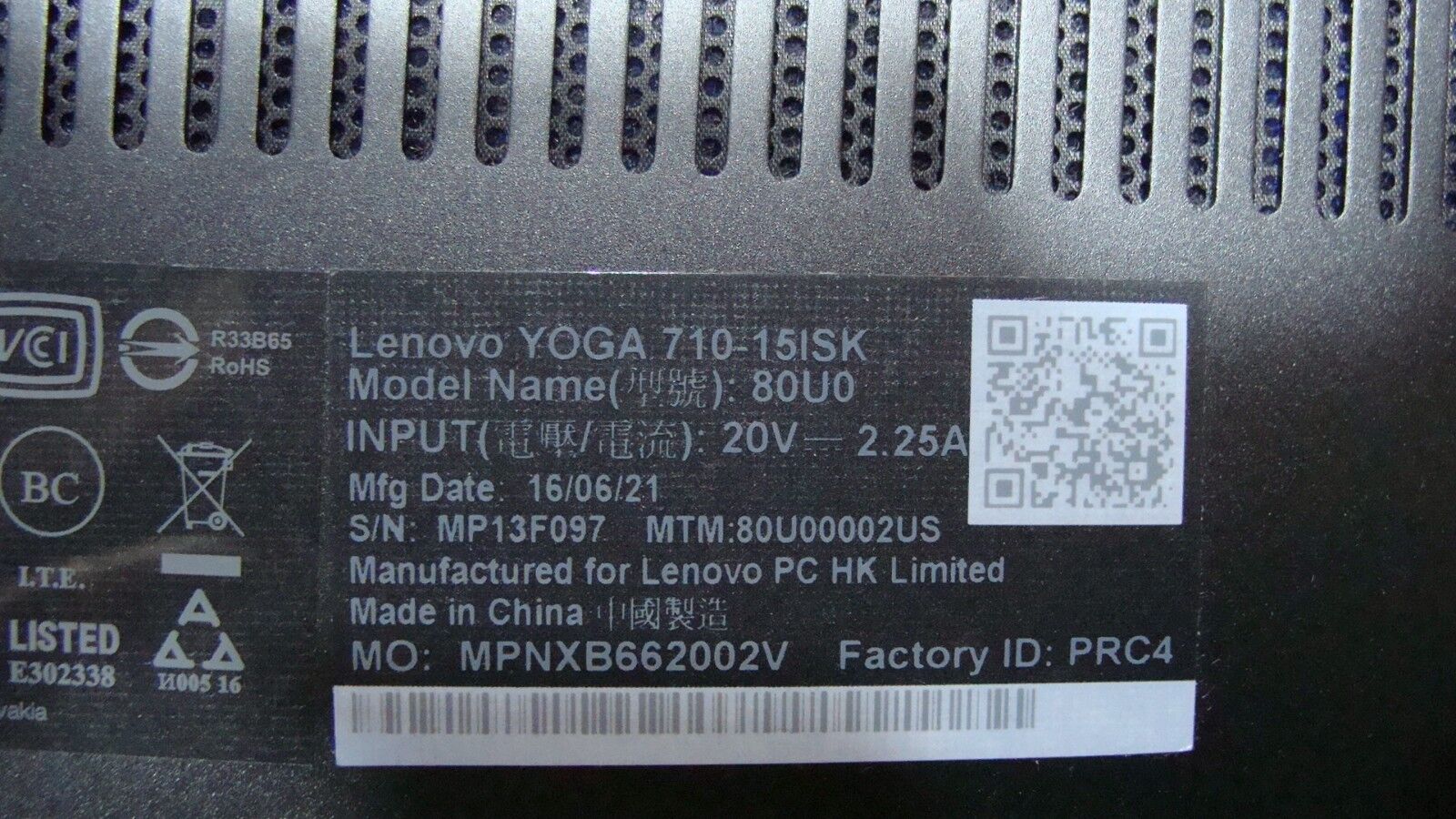 Lenovo Yoga 710-15ISK 15.6