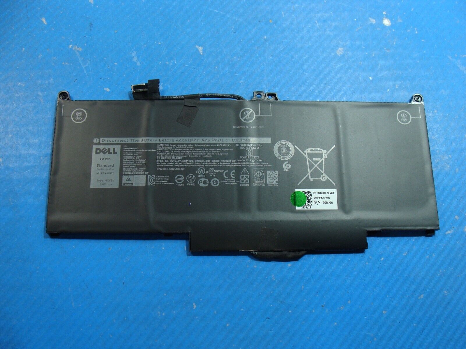 Dell Latitude 7400 14 Battery 7.6V 60Wh 7500mAh MXV9V 98J9N Excellent