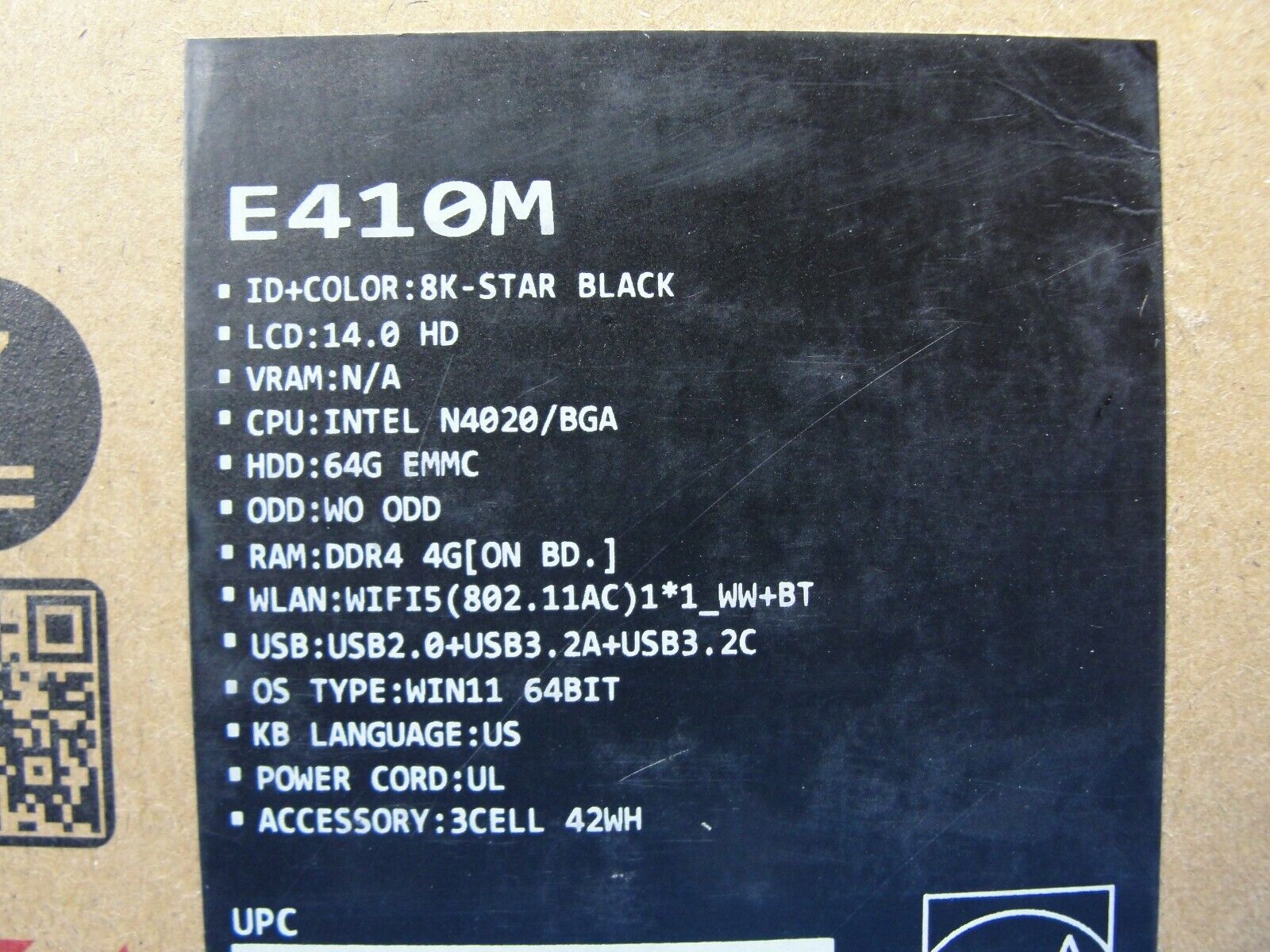 Asus VivoBook E410M 14 Intel Celeron 64GB 4GB 96% Battery HDMI lightw