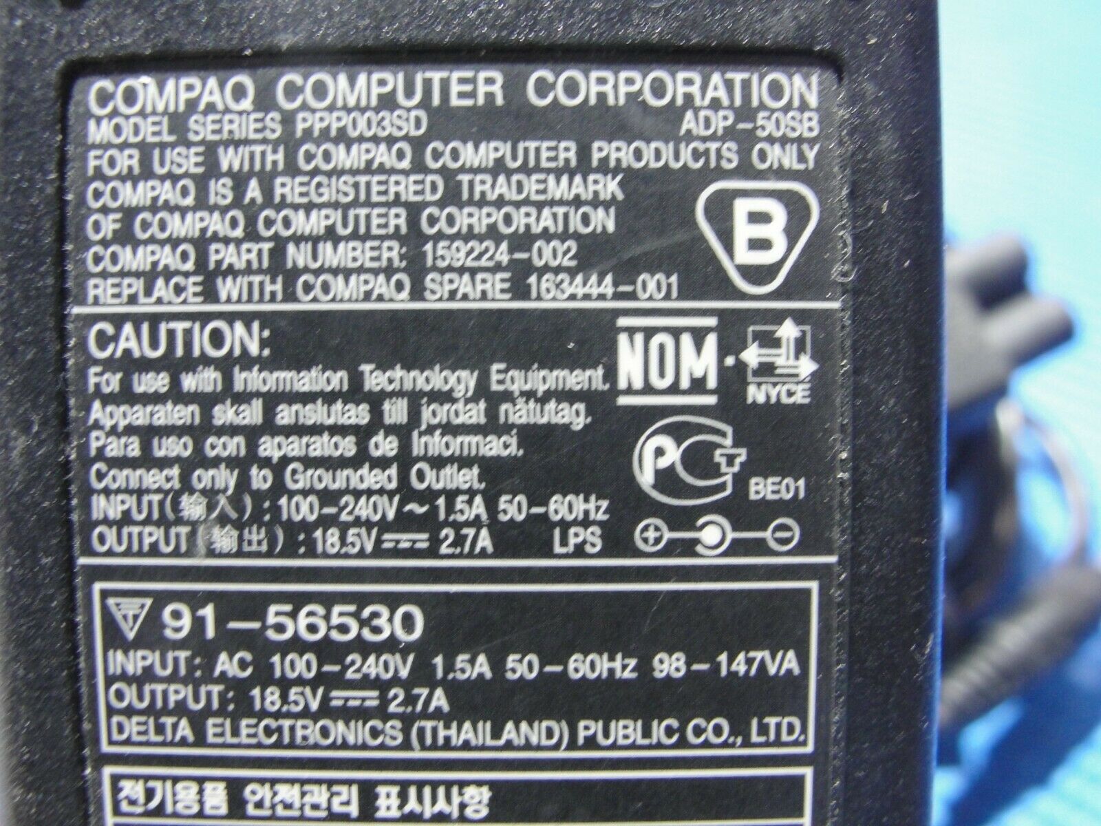 Genuine Compaq OEM AC Adapter Power Charger 18.5V 2.7A 65W 163444-001 159224-002 - Laptop Parts - Buy Authentic Computer Parts - Top Seller Ebay