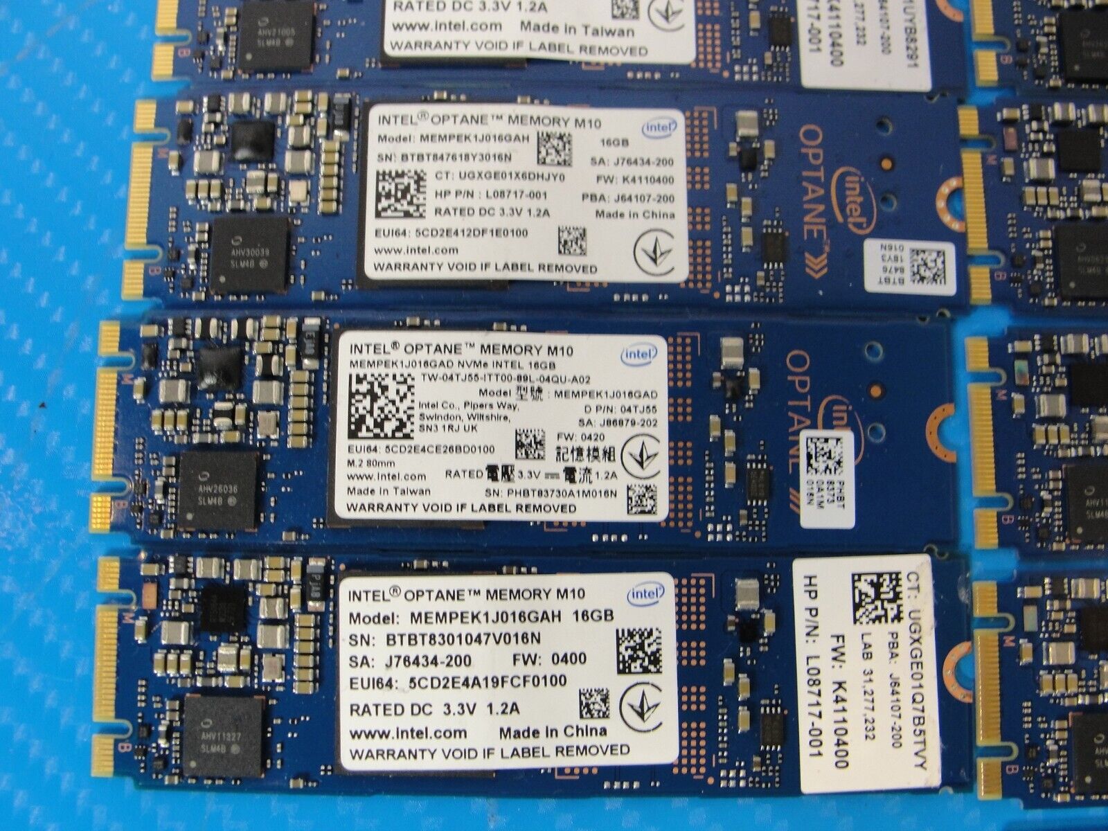 LOT of 11 INTEL M10 MEMPEK1J016GAH 16GB M.2 2280 NVME PCIE OPTANE MEMORY SSD