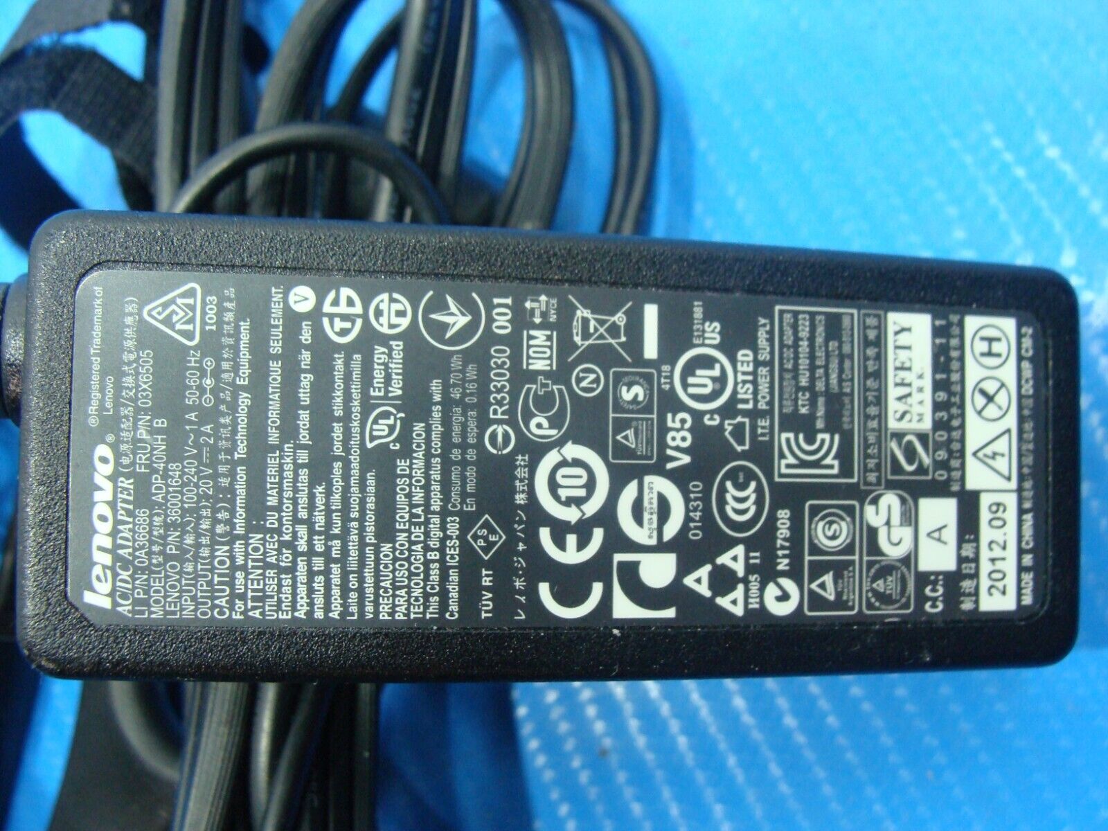 Genuine Lenovo ADP-40NH AC DC OEM Adapter IdeaPad U130 U160 U260 U300e 45N0461