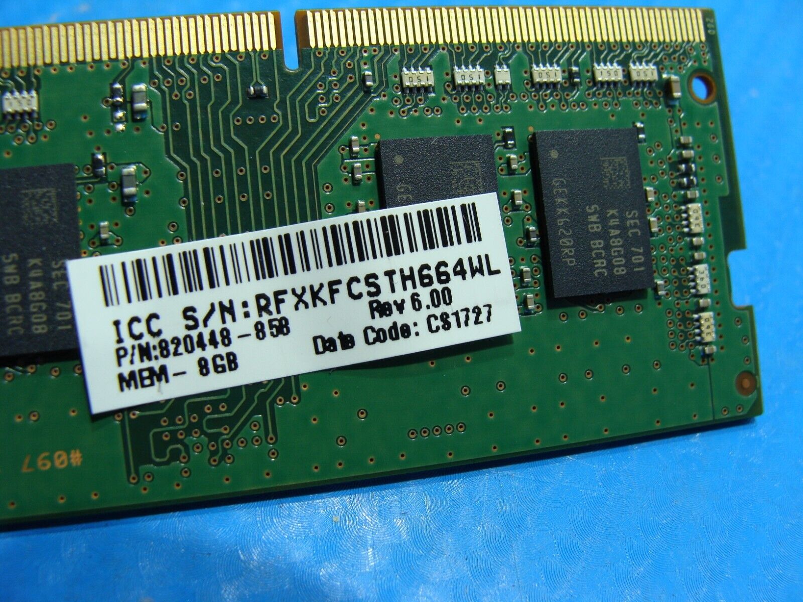 HP 15-as020nr So-Dimm Samsung 8GB 1Rx8 Memory RAM PC4-2400T M471A1K43CB1-CRC