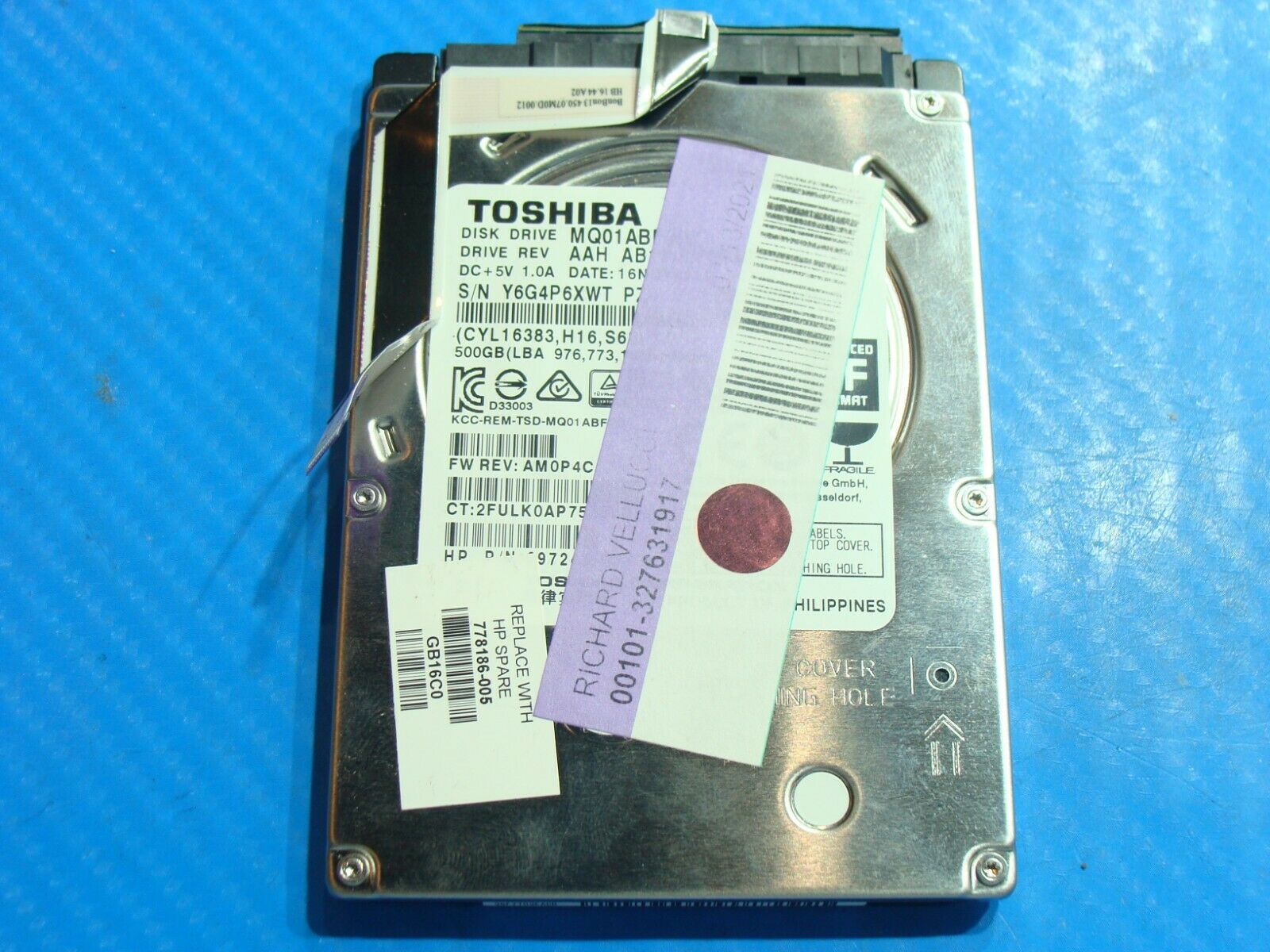 HP m3-u101dx Toshiba 500GB SATA 2.5