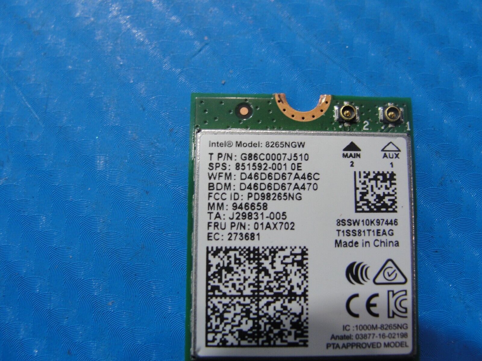 Lenovo ThinkPad 15.6” T570 Genuine Laptop Wireless WiFi Card 8265NGW 01AX702