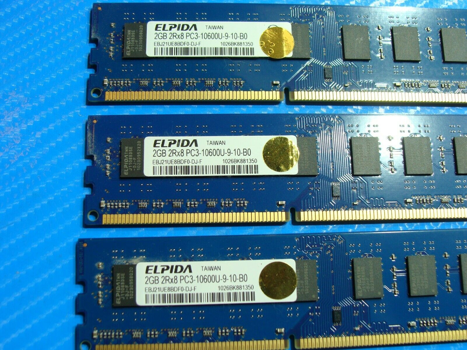 Dell Alienware Aurora Elpida 2GB x3 Memory RAM DIMM PC3-10600U EBJ21UE8BDF0-DJ-F 