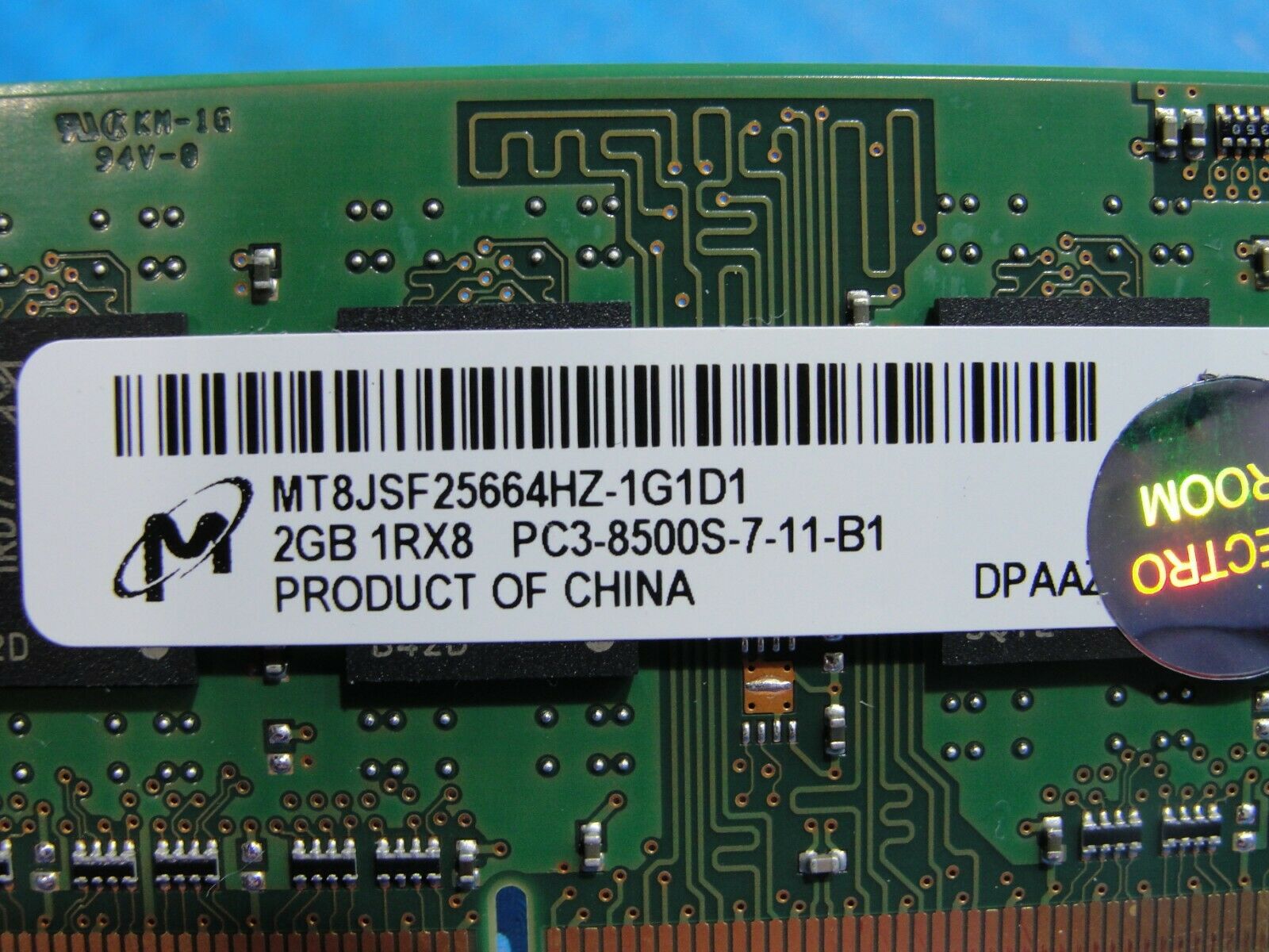 Apple A1286 Laptop Micron 2GB Memory PC3-8500S-7-11-B1 MT8JSF25664HZ-1G1D1 - Laptop Parts - Buy Authentic Computer Parts - Top Seller Ebay