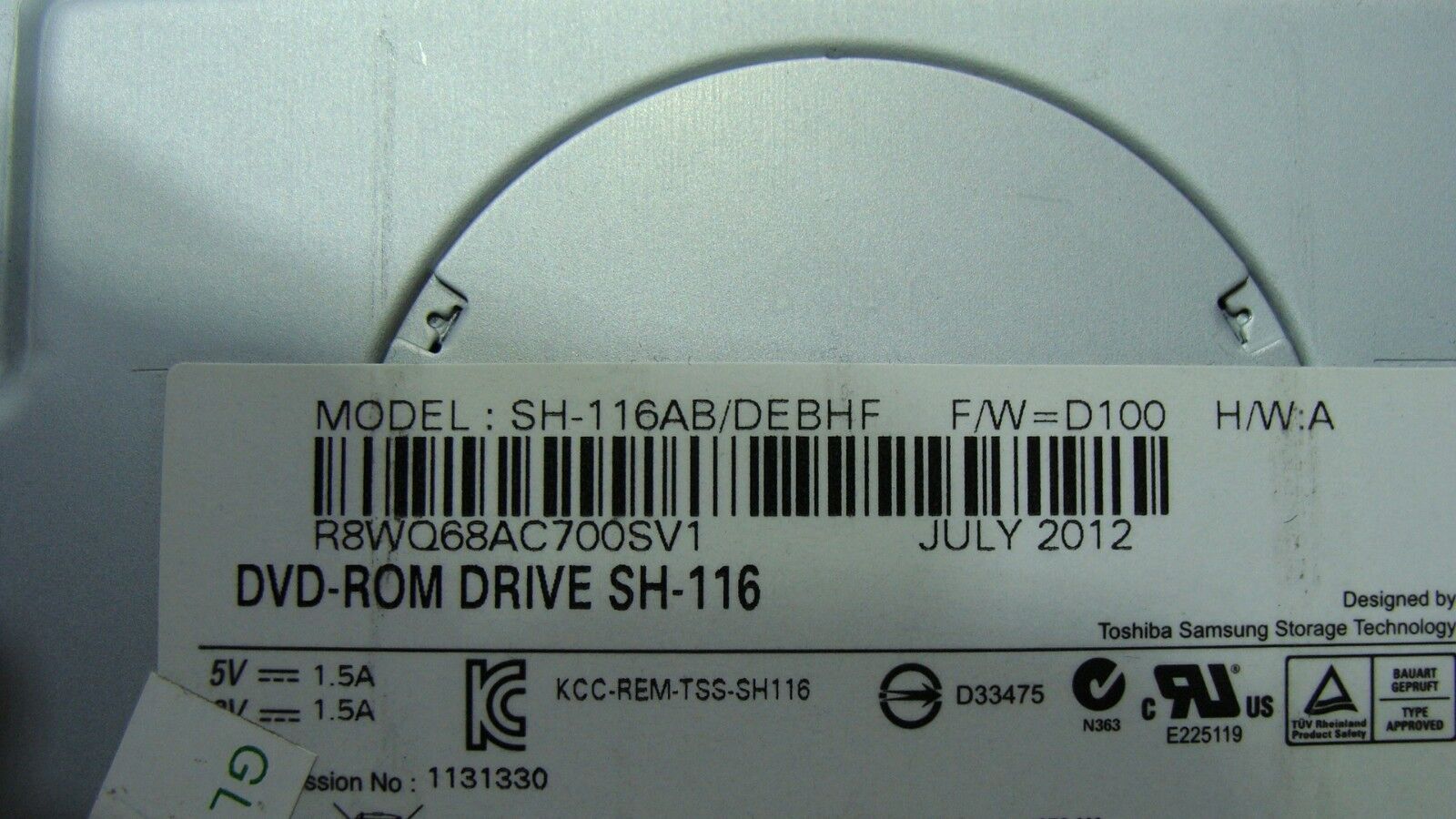 Dell Optiplex 7010 Genuine Desktop DVD-ROM Drive GN0Y5 SH-116AB