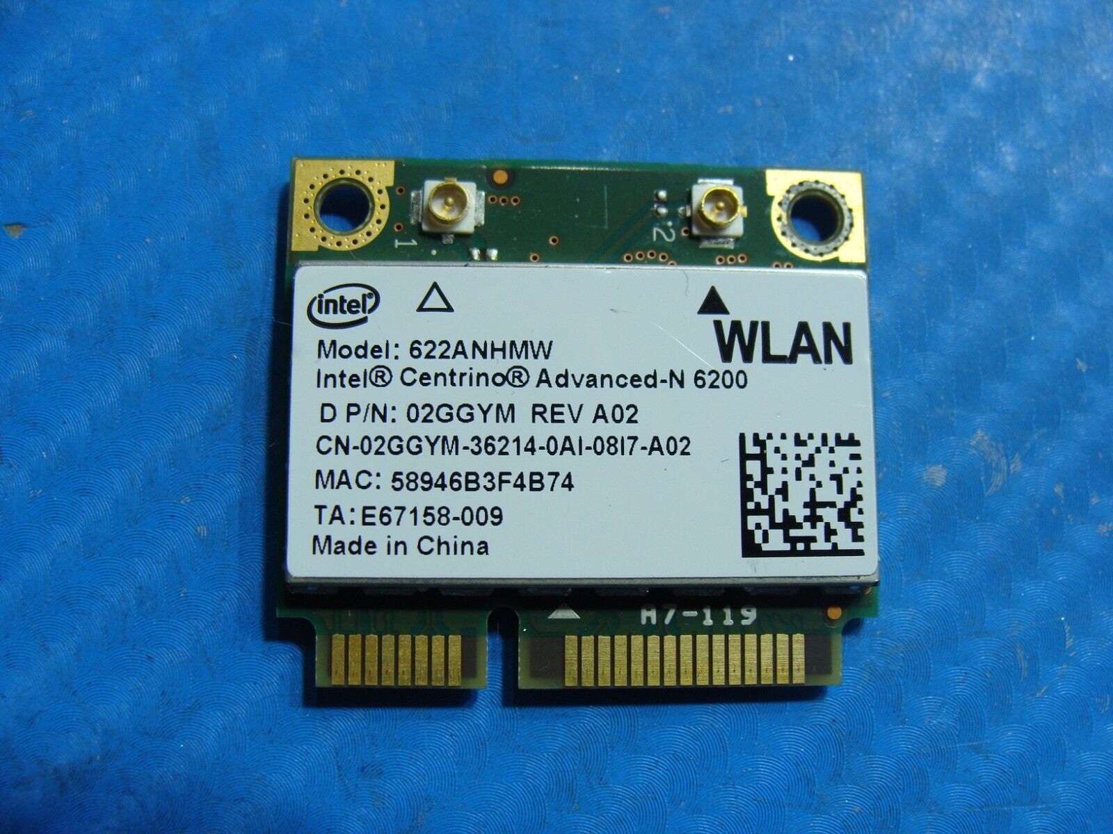 Dell Latitude 15.6” E6510 Genuine Laptop Wireless WiFi Card 2GGYM 622ANHMW