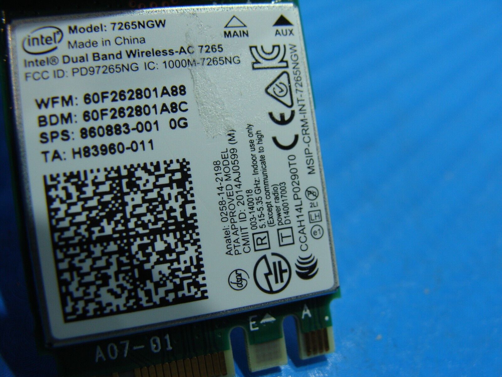 HP Chromebook x360 14” 14 G1 Wireless WiFi Card 7265NGW 860883-001 901229-855