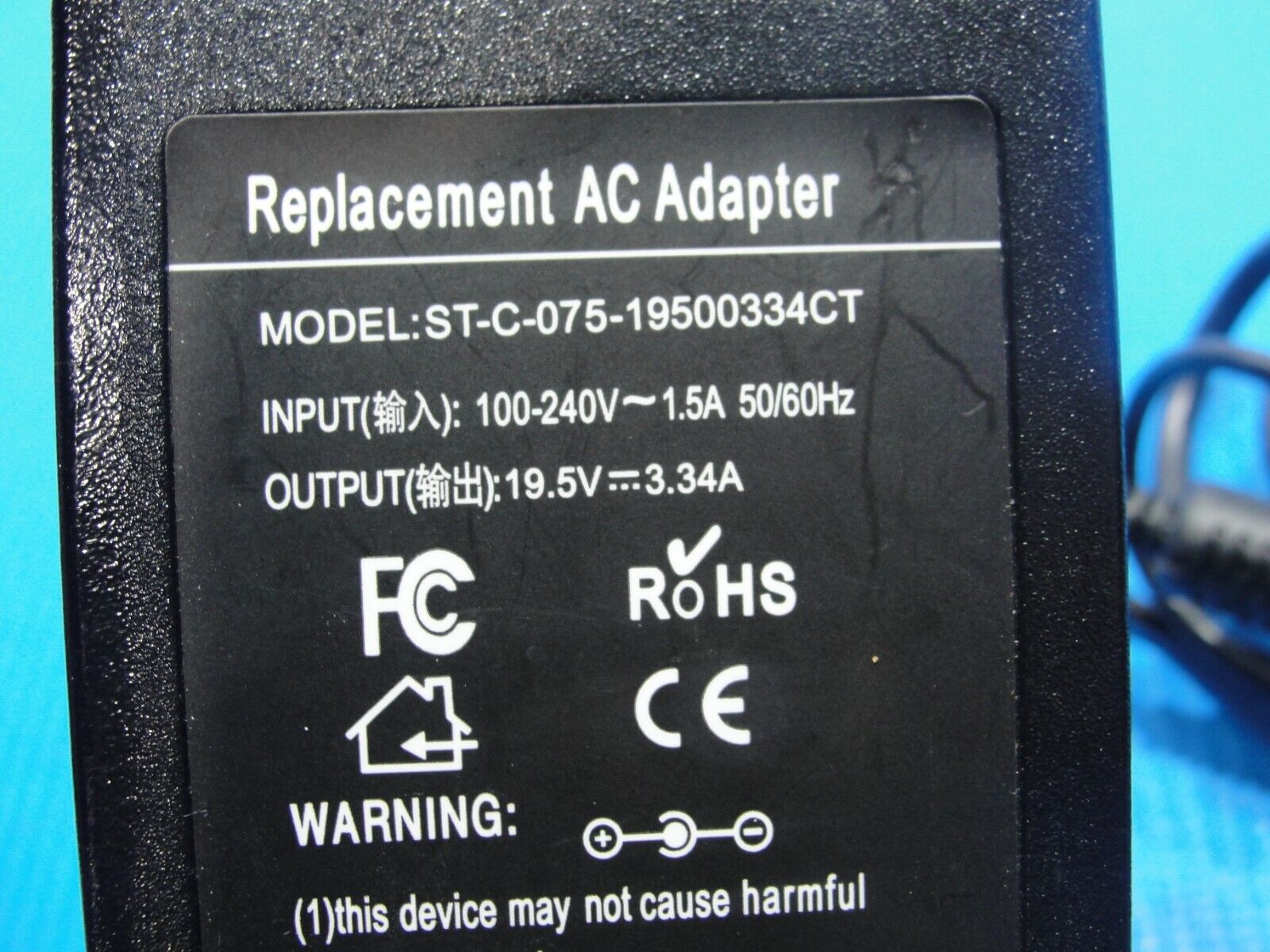 Laptop AC Power Adapter Charger 19.5V 3.34A 65W ST-C-075-19500334CT