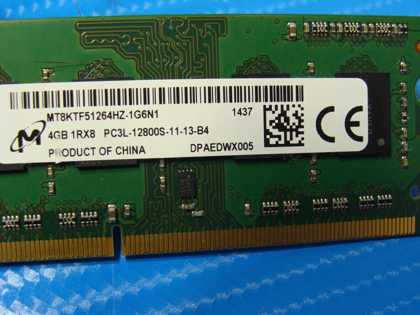 HP 15-f024wm So-Dimm Micron 4Gb Memory PC3L-12800S-11-13-B4 MT8KTF51264HZ-1G6N1