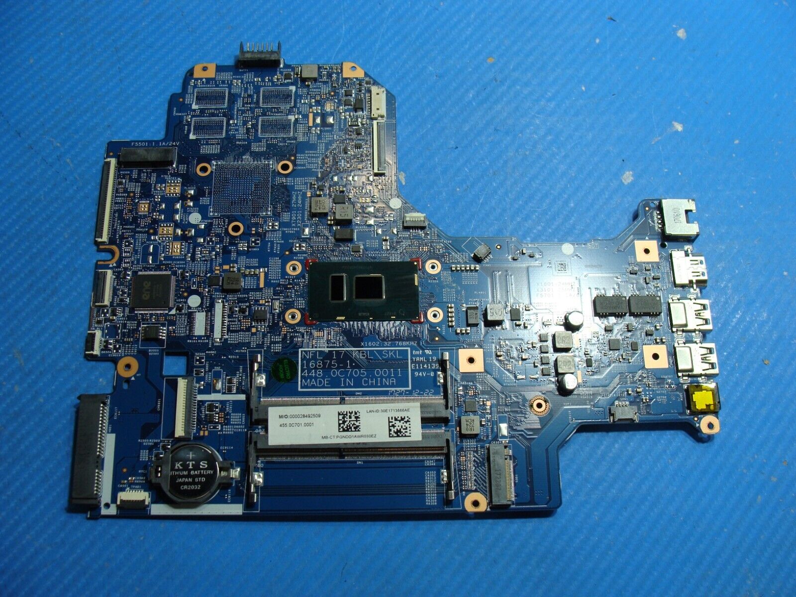 HP 17.3” 17-bs020nr OEM Laptop Intel i3-6006U 2.0GHz Motherboard 448.0C705.0011