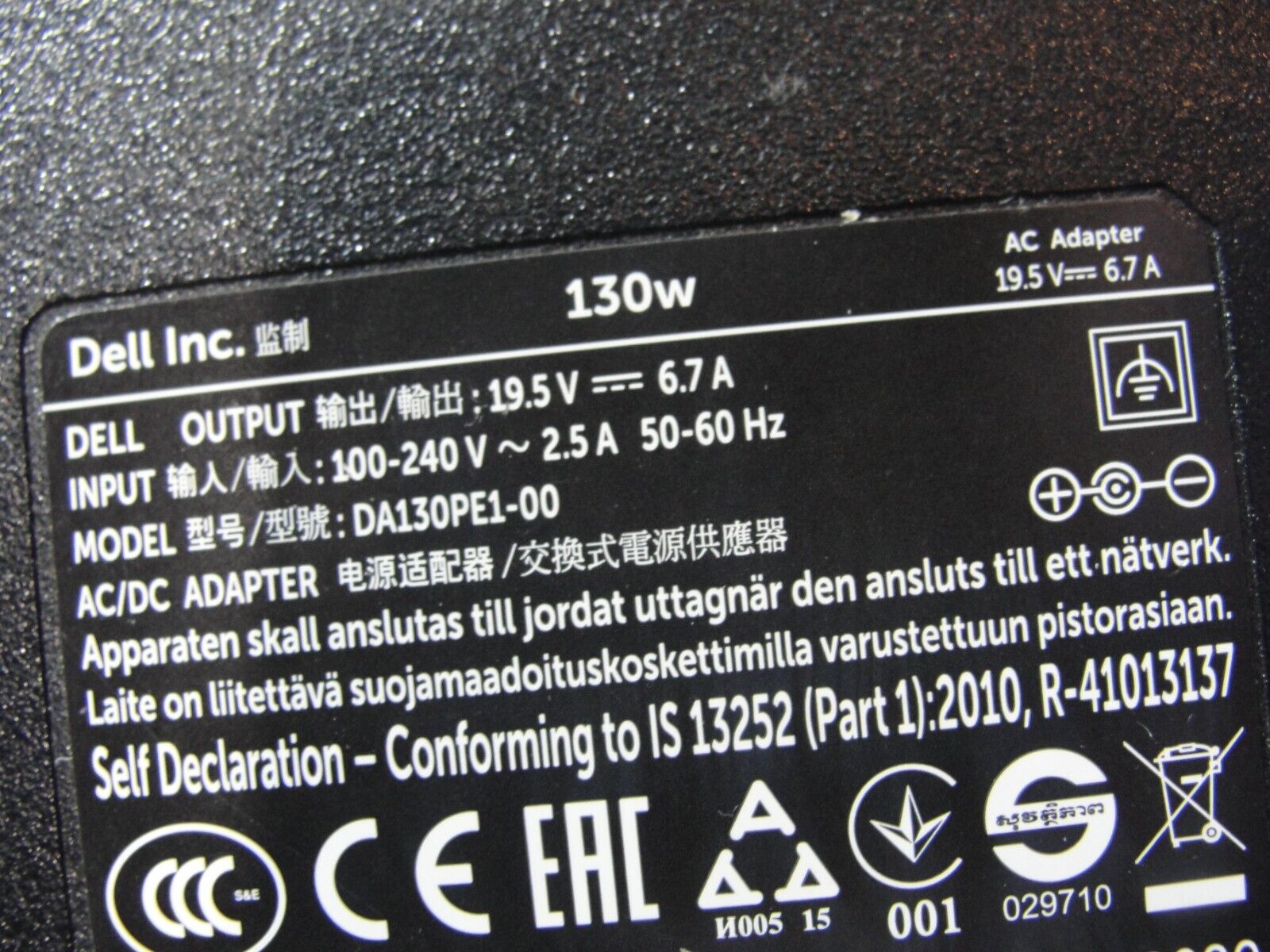 Genuine Dell AC Adapter Power Charger 19.5V 6.7A 130W DA130PE1-00