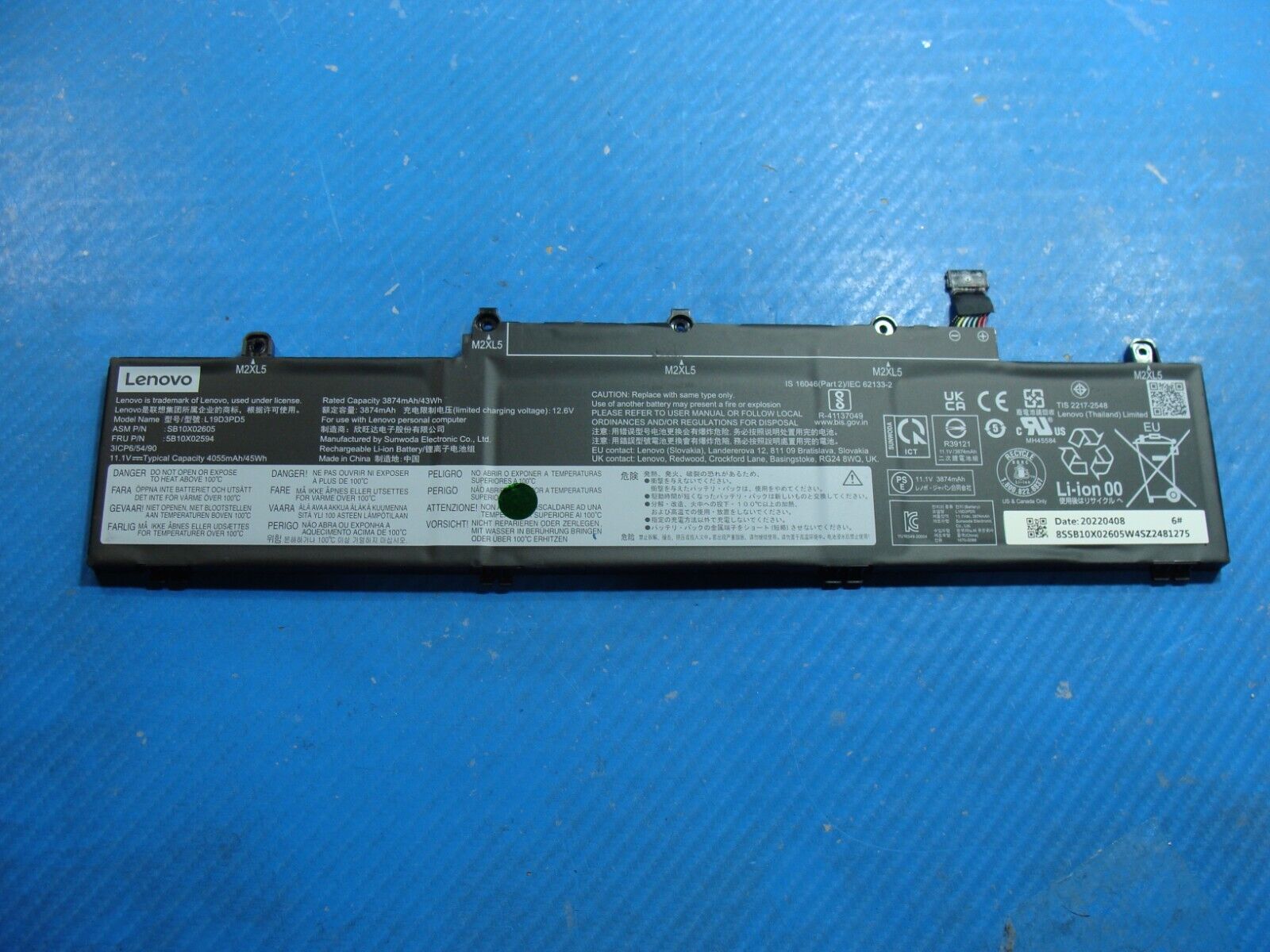 Lenovo ThinkPad 15.6 E15 Gen 3 OEM Laptop Battery 11.1V 45Wh 4055mAh L19D3PD5