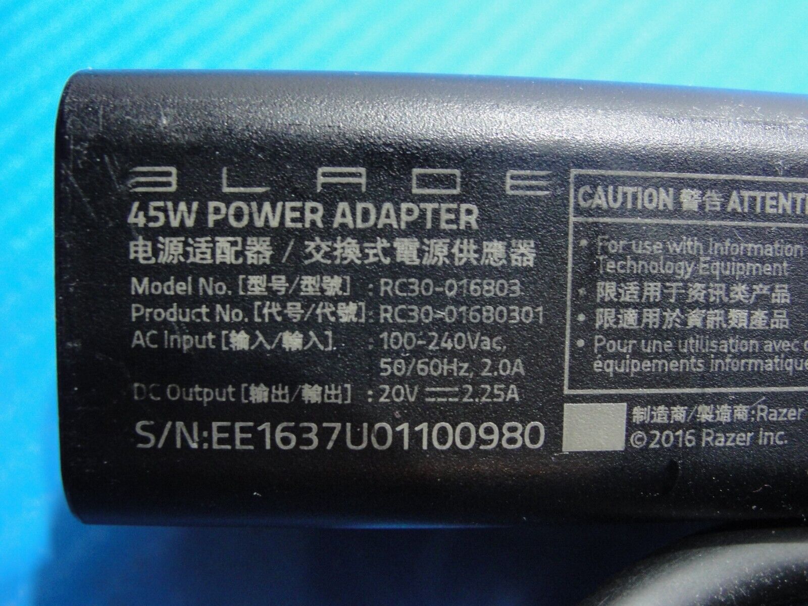 Genuine AC Adapter Charger 20V 2.25A 45W RC30-016803 RC30-01680300 Razor