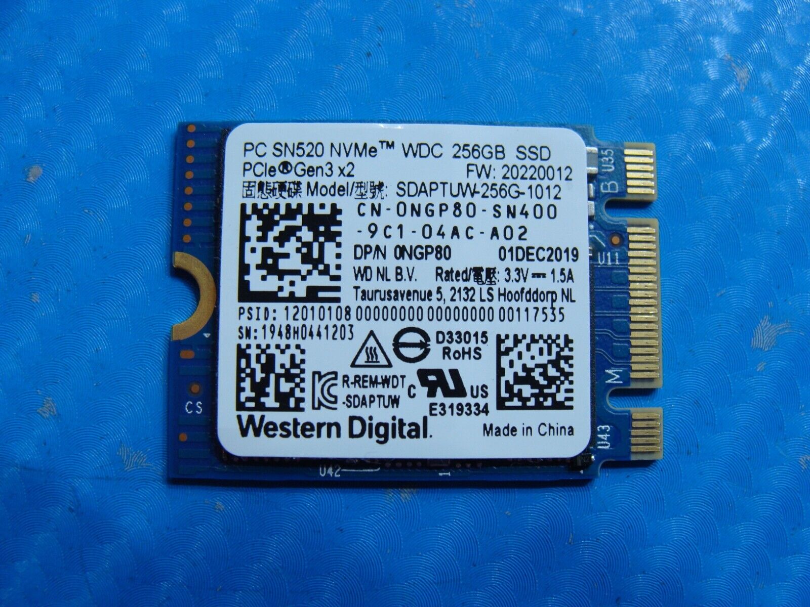 Dell Latitude 5400 Western Digital 256Gb Sata M.2 Ssd SDAPTUW-256G-1012 NGP80