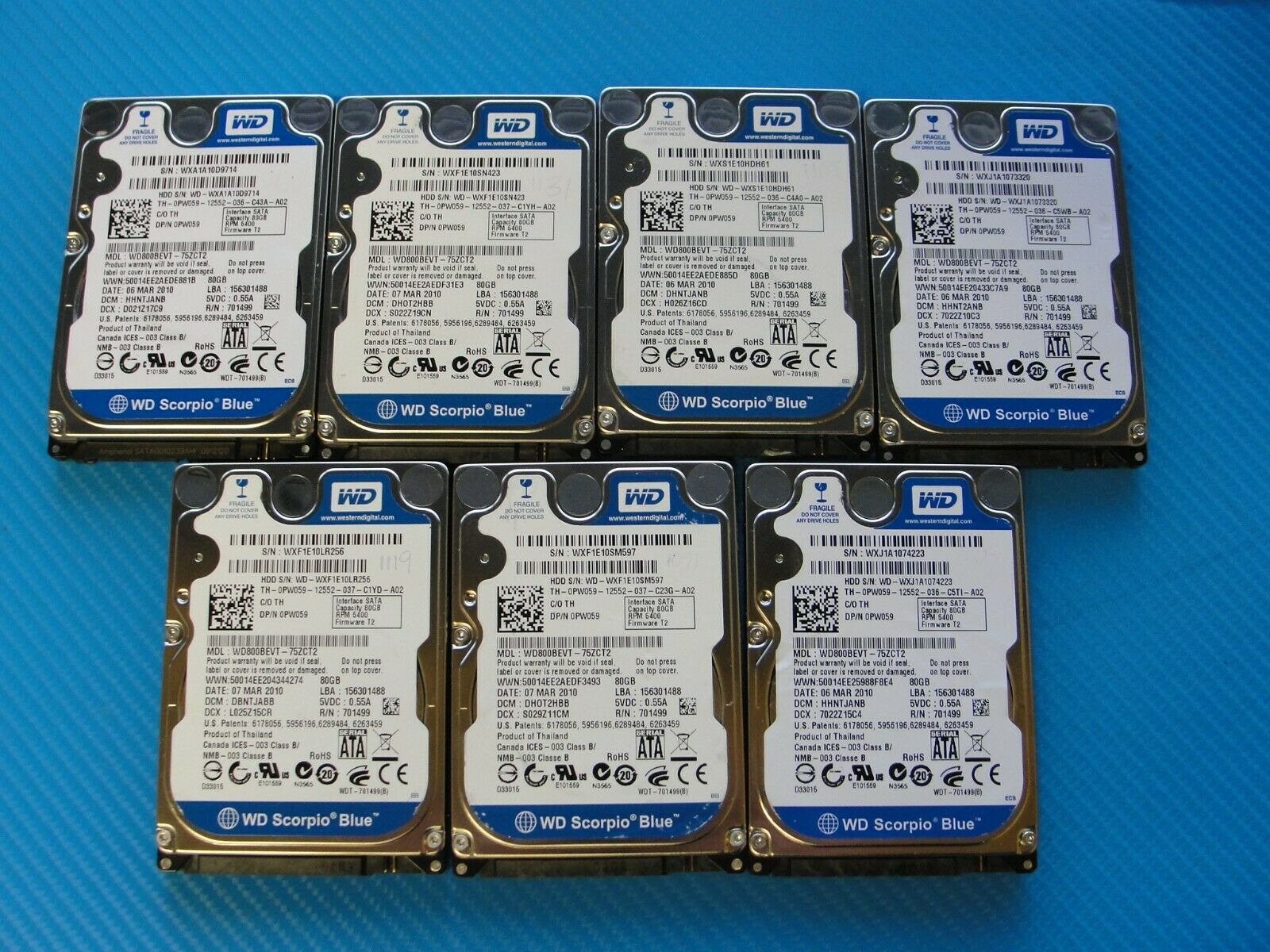 LOT of 7 80GB 2.5