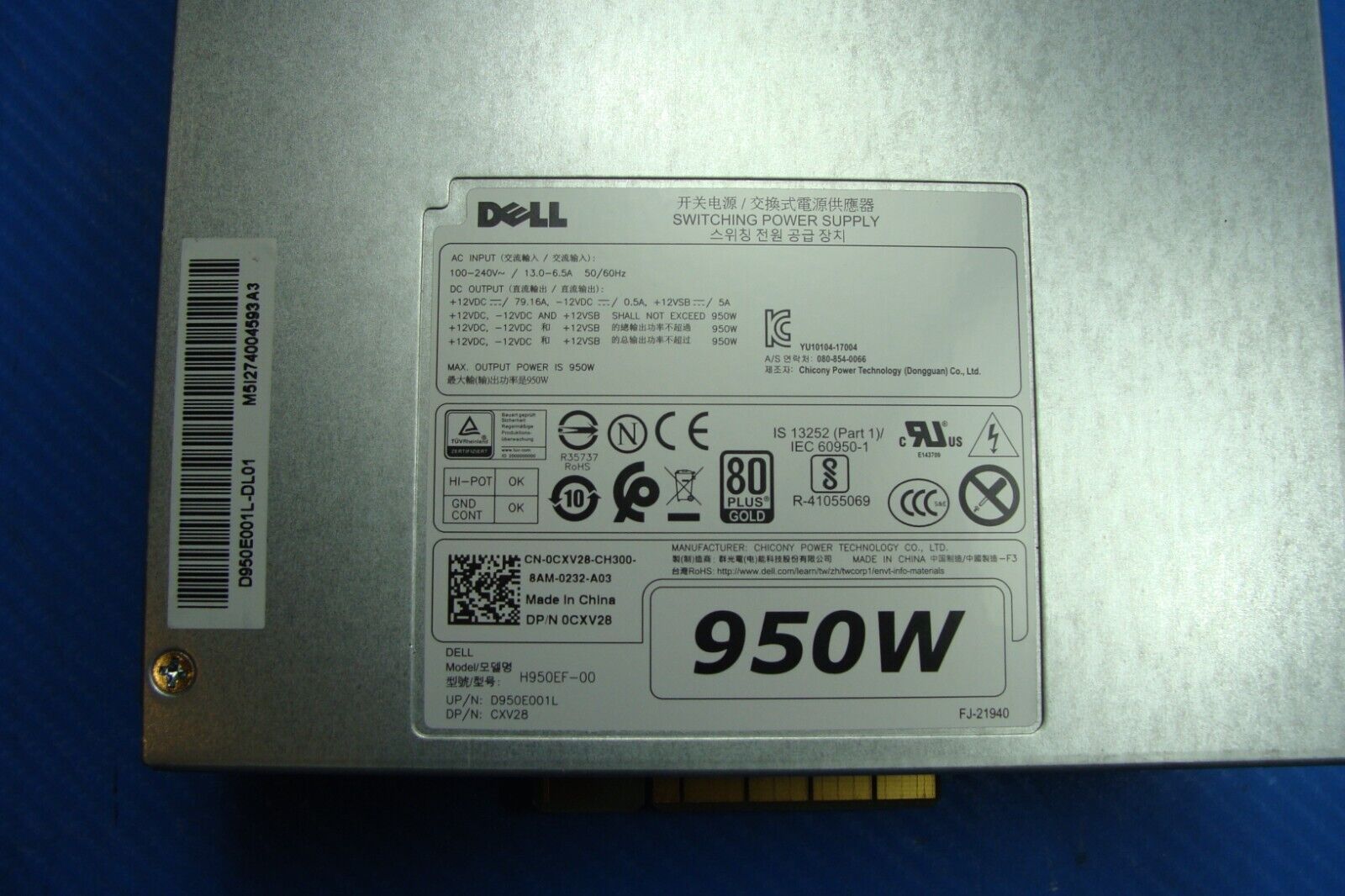 Dell Precision 5820 Genuine Desktop 950W Power Supply H950EF-00 CXV28