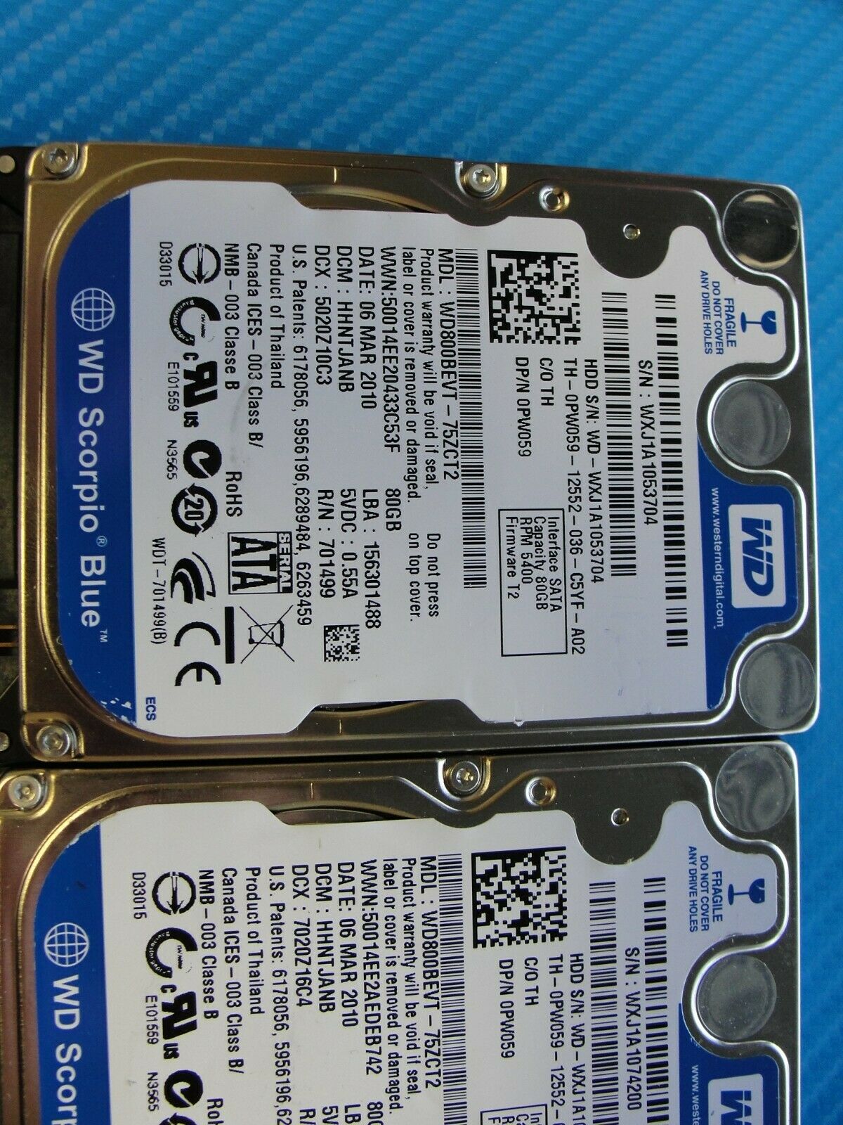 LOT of 10 80GB 2.5