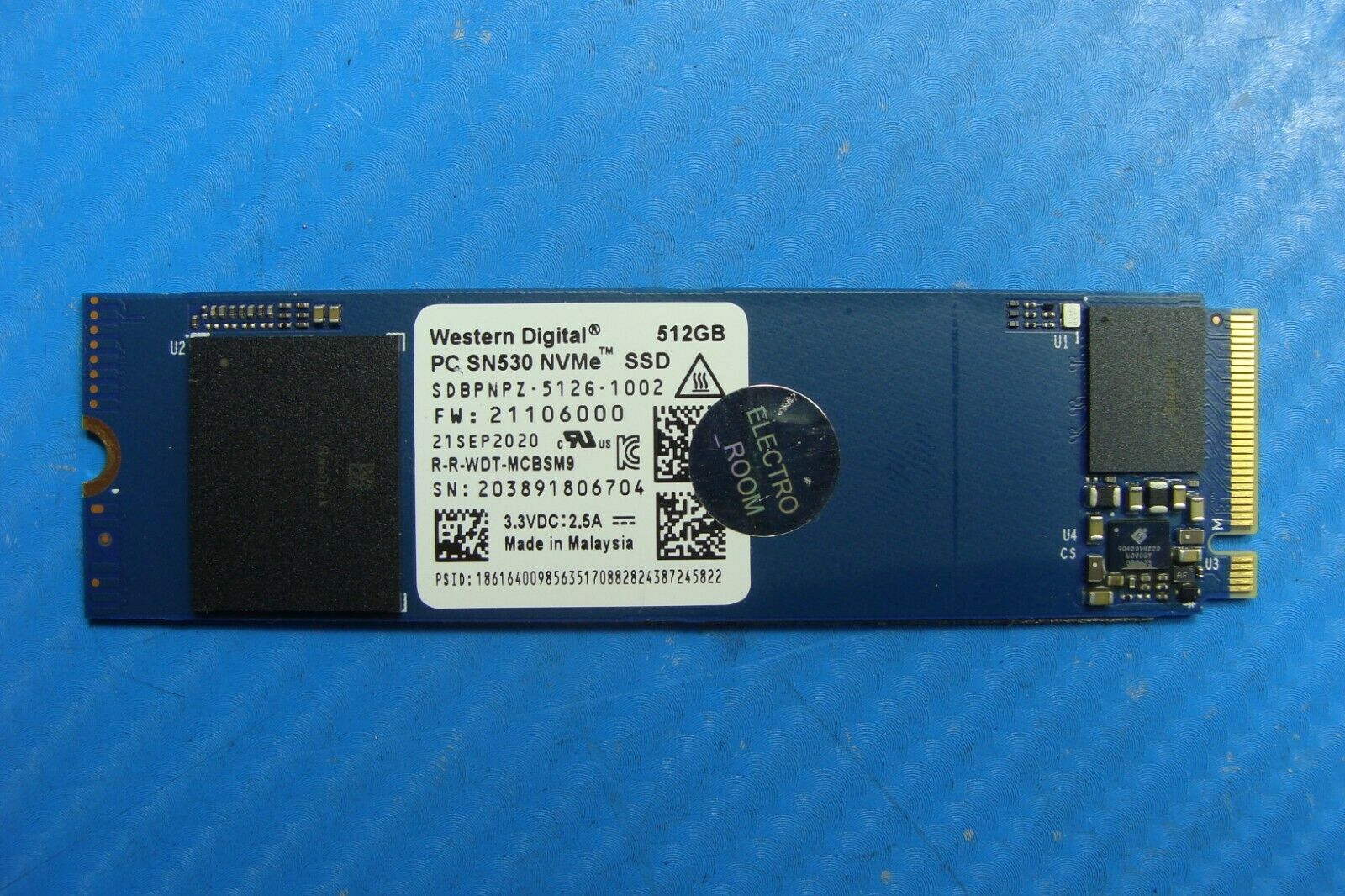 Asus GA401IH-BR7N2BL Western Digital 512GB NVMe PCIe M.2 SSD sdbpnpz-512g-1002 