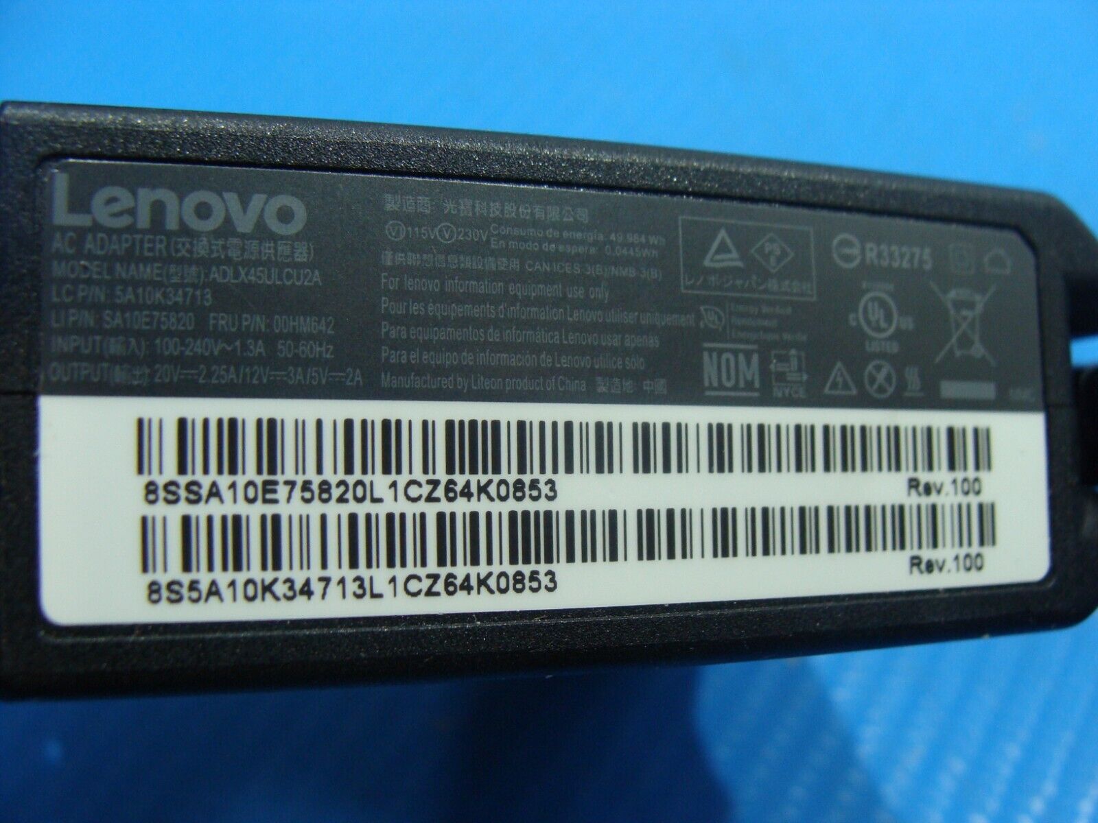 Genuine Charger for Lenovo Yoga 910 910-13 910-13IKB Power Supply Adapter Cord