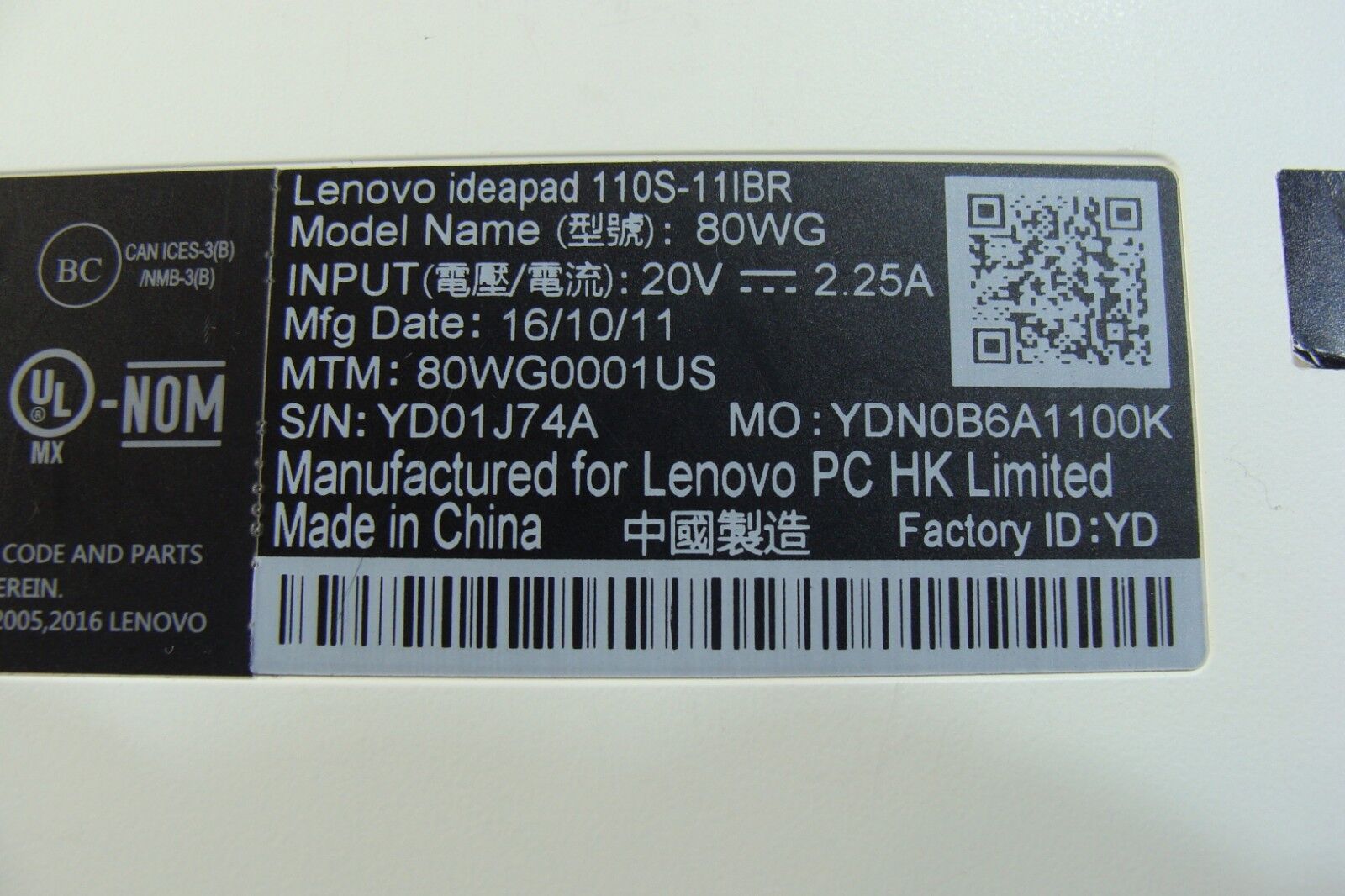 Lenovo IdeaPad 11.6 110S-11IBR Genuine Laptop Bottom Base Case Cover 5CB0M53589