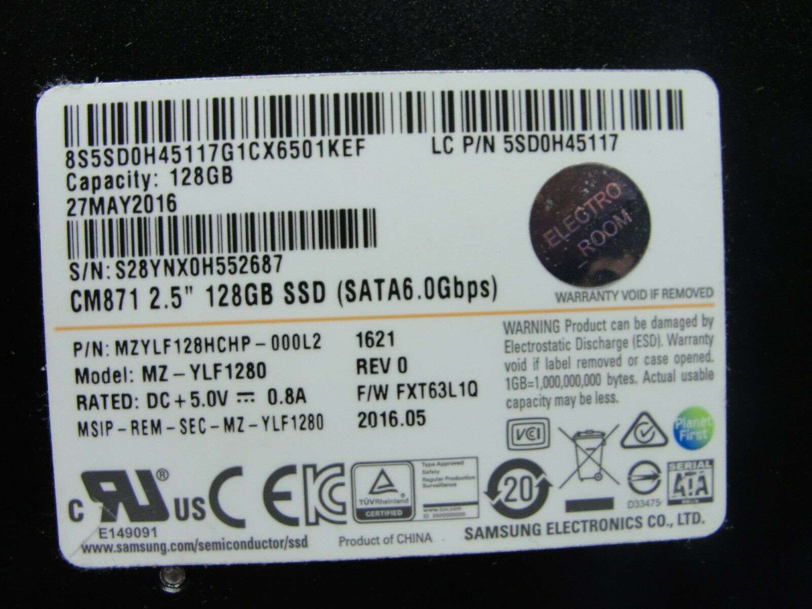 Lenovo 700-14ISK Samsung 128GB SATA SSD Solid State Drive MZ-YLF1280 5SD0H45117 - Laptop Parts - Buy Authentic Computer Parts - Top Seller Ebay