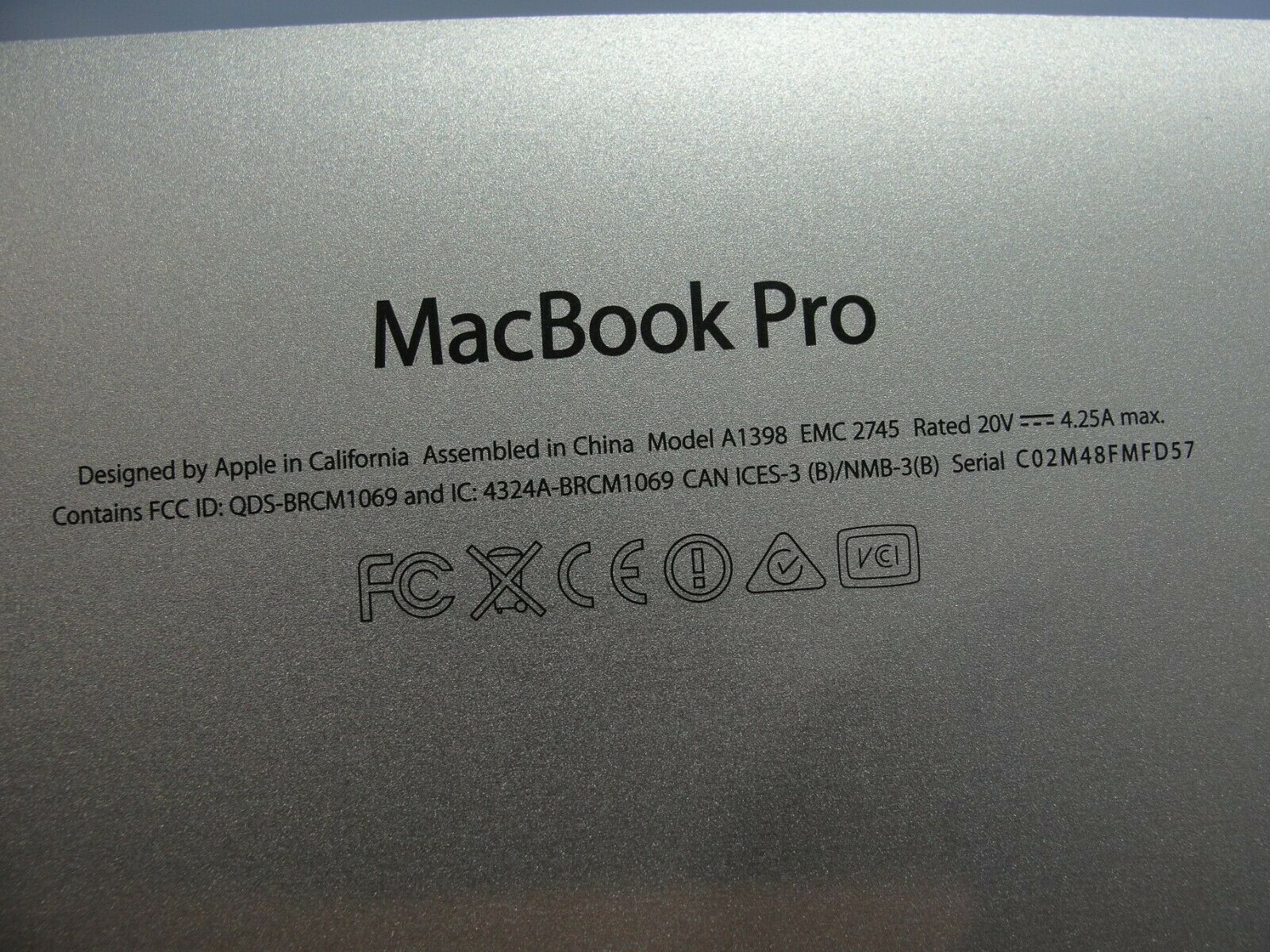 MacBook Pro A1398 ME294LL/A Late 2013 15