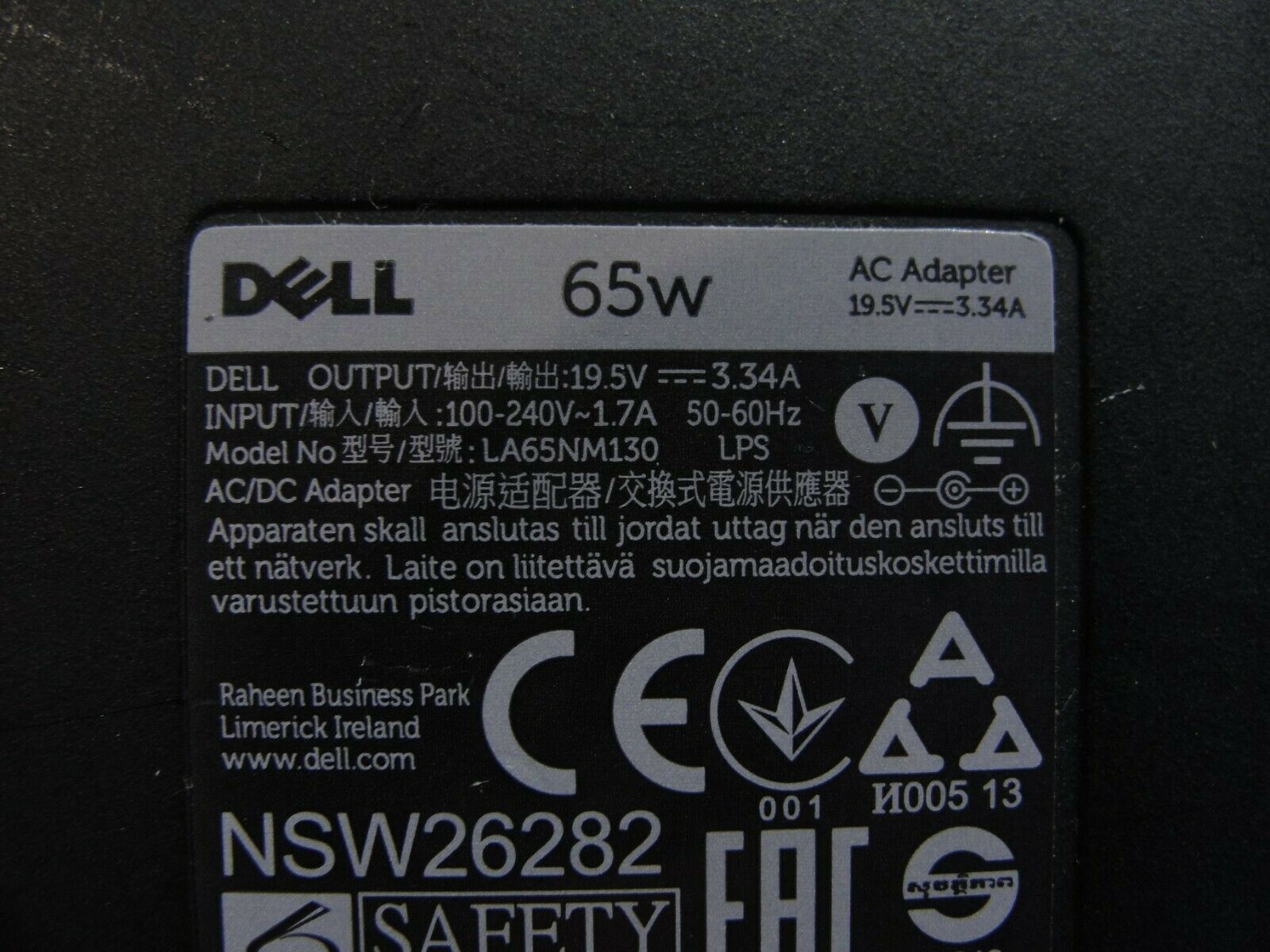 Genuine Dell AC Adapter Power Charger 19.5V 3.34A 65W LA65NM130 0JNKWD 