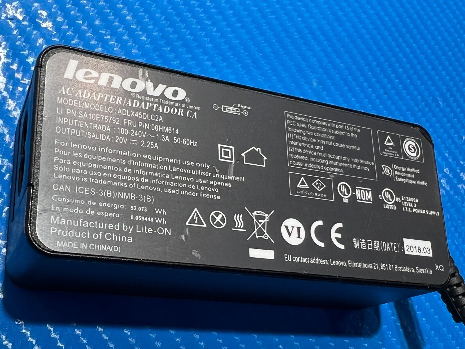 (Lot of 6) Lenovo ADLX45NCC2A 00HM616 45W 20V 2.25A  Power Adapter SA10E75794