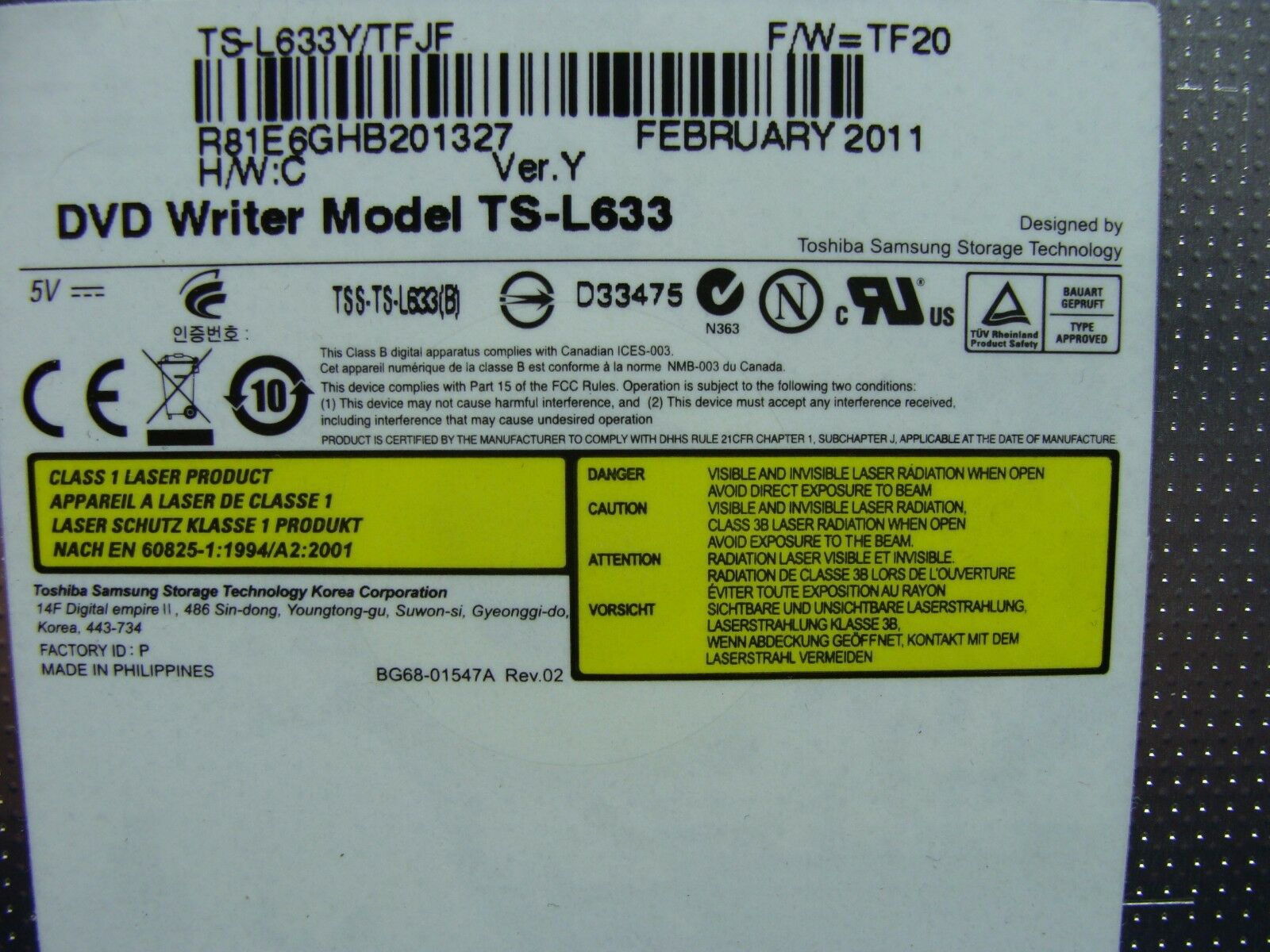 Toshiba Satellite A665D-S5175 15.6